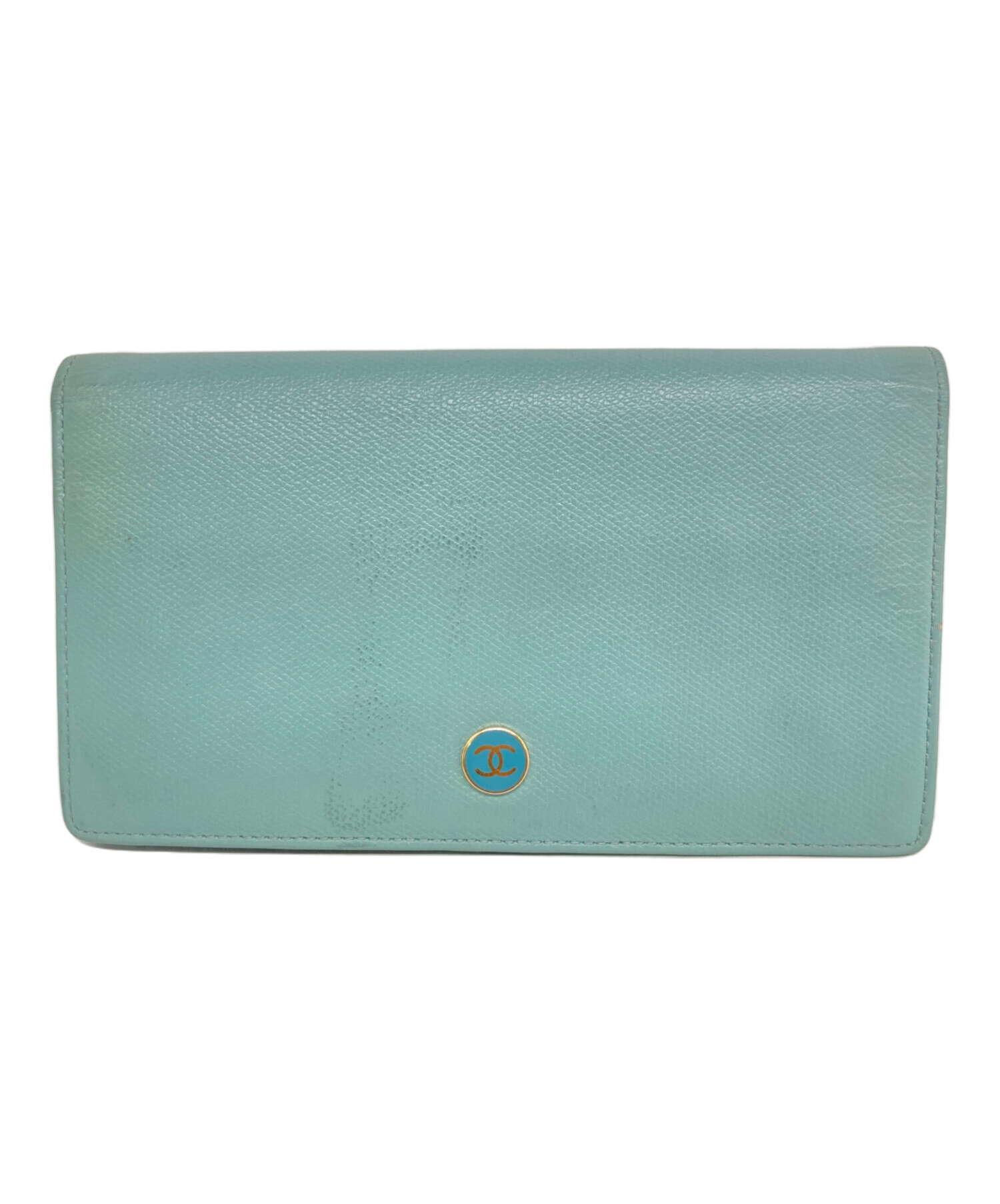 中古・古着通販】CHANEL (シャネル) ココボタン 二つ折り長財布 ブルー