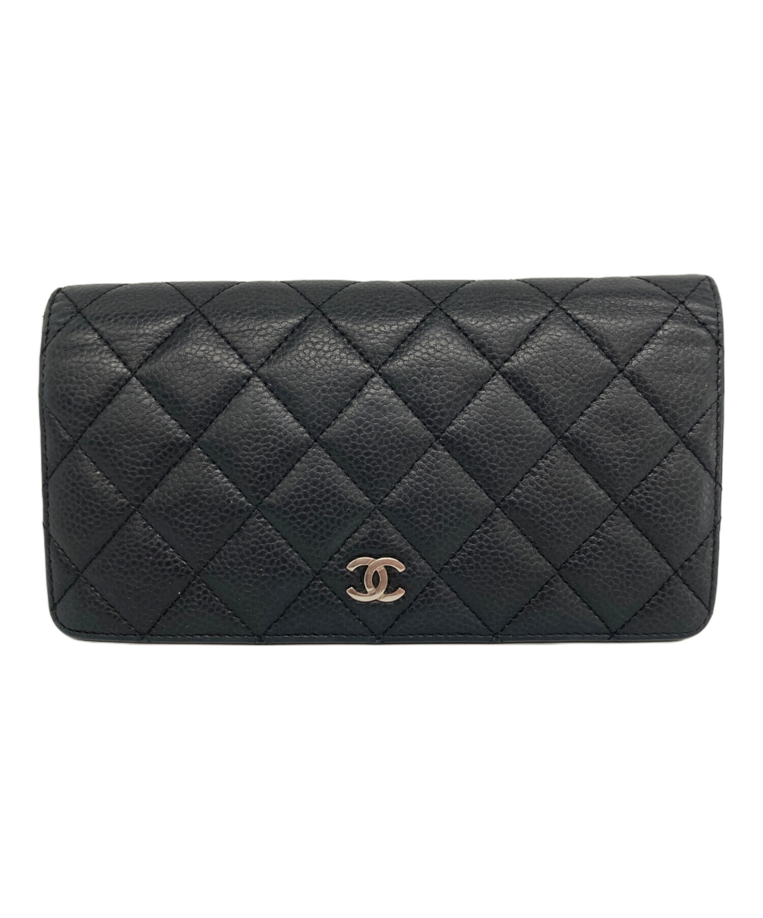 CHANEL シャネル 2つ折り財布 ブラック マトラッセ 黒 二つ折　本物 中古・古着通販】CHANEL (シャネル) マトラッセ 2つ折り財布 ブラック