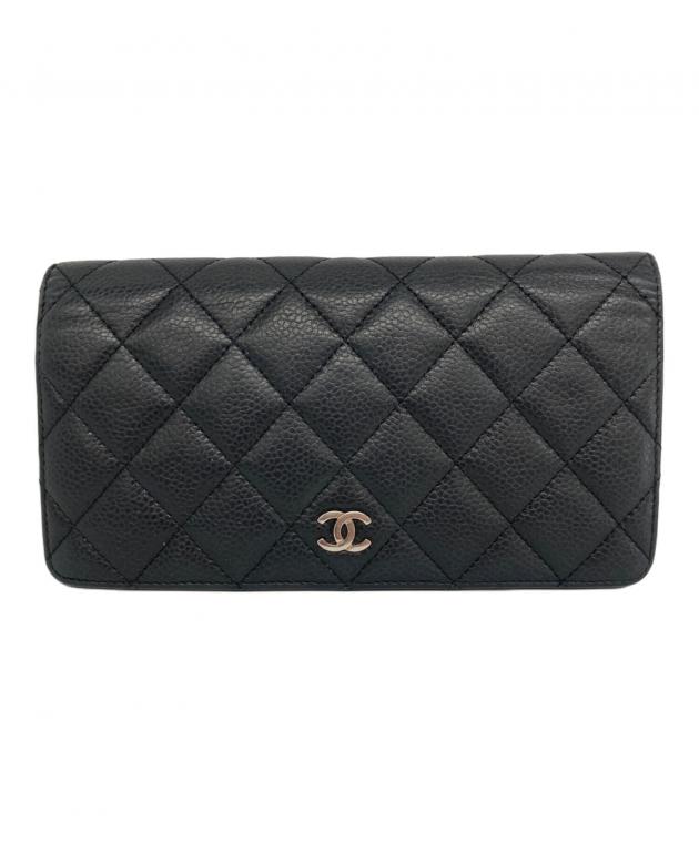 中古・古着通販】CHANEL (シャネル) マトラッセ 2つ折り財布 ブラック 