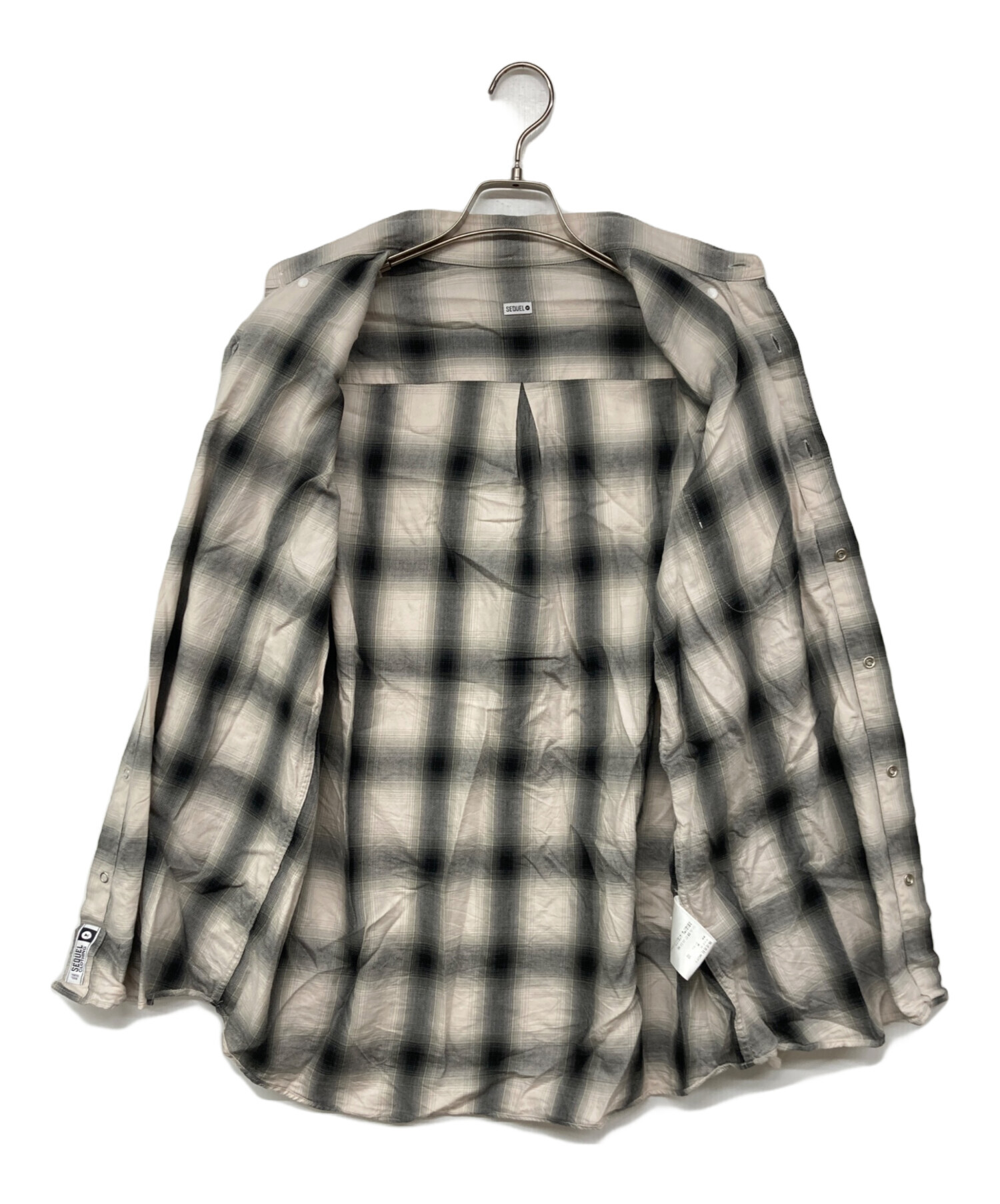 SEQUEL チェック柄長袖シャツ Lサイズ 中古・古着通販】SEQUEL (シークエル) OMBRE CHECK BIG SIZE SHIRT