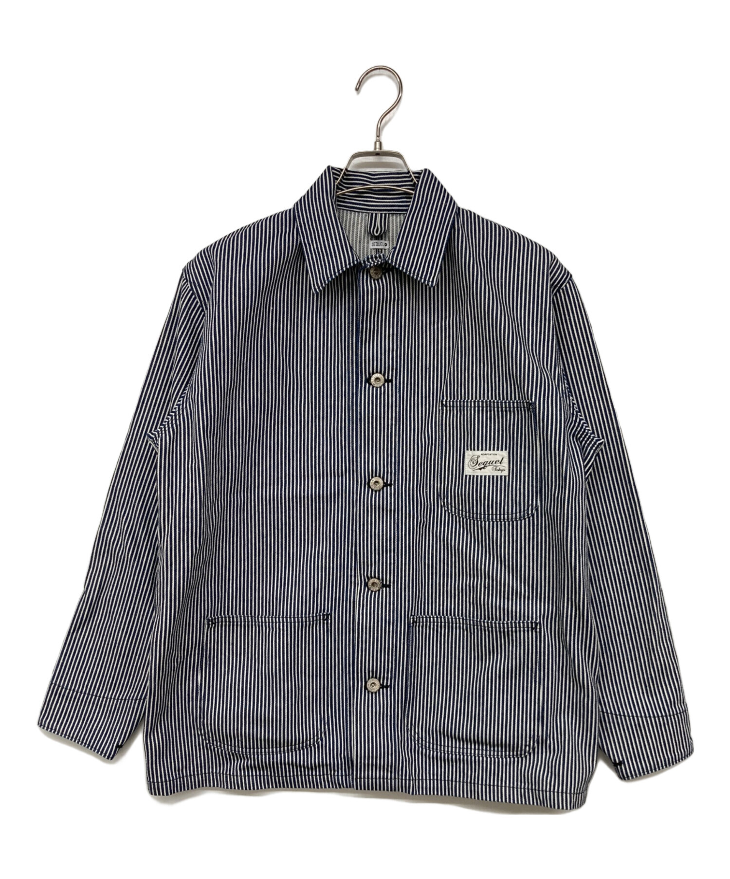 極美 定価60500円 SEQUEL COVERALL ヒッコリー カバーオール 中古・古着通販】SEQUEL (シークエル) COVERALL HICKORY