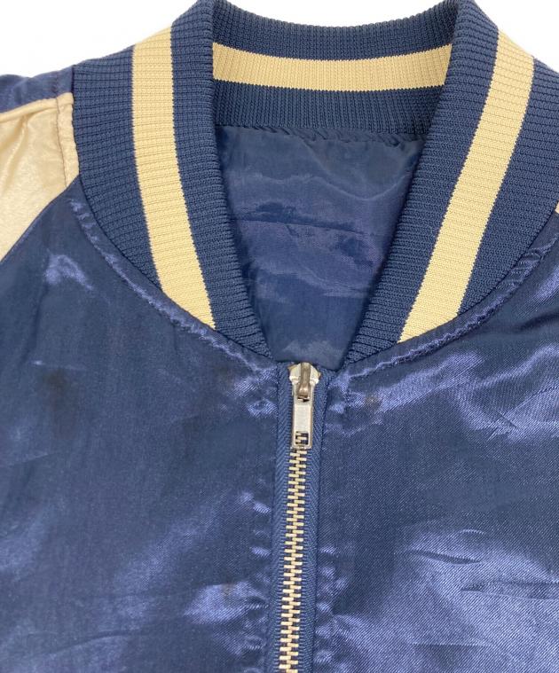 E.YAZAWA スカジャン ネイビー/ベージュ 中古・古着通販】E・YAZAWA (イー・ヤザワ) バック刺繍スカジャン