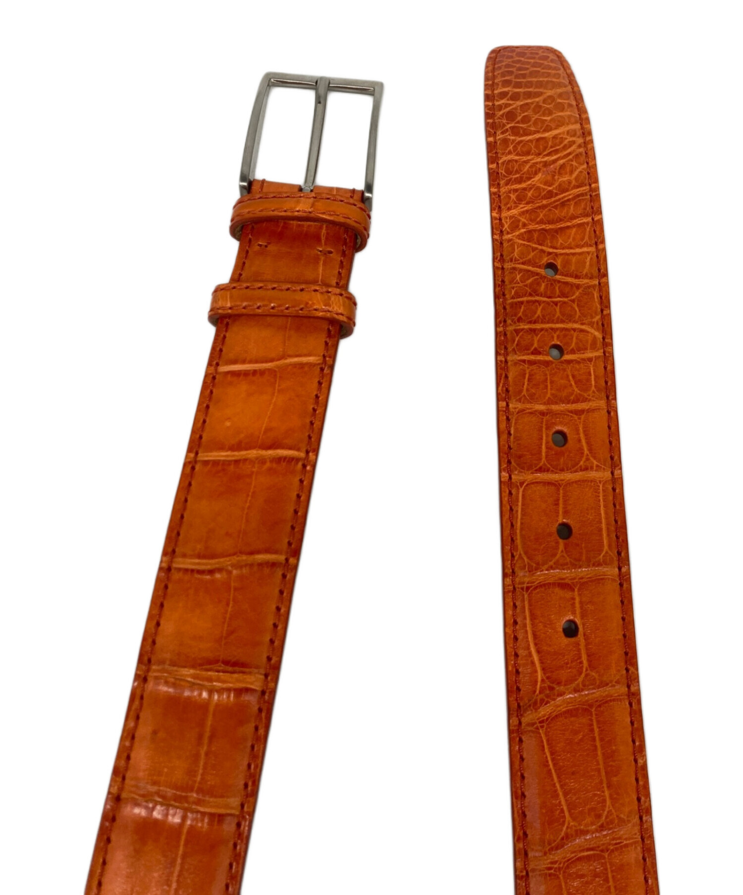 中古・古着通販】VACCARI (ヴァッカリ) クロコレザーベルト オレンジ