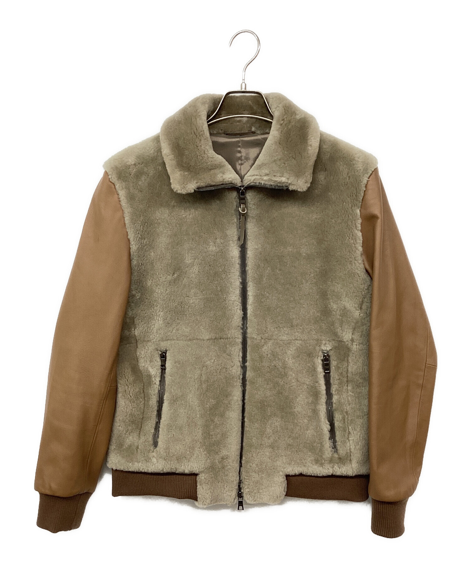 【美品】EPOCA UOMO エポカ 羊革 ムートンレザージャケット 46 ムートンダブルライダースジャケット(ブルゾン)｜EPOCA UOMO(エポカ