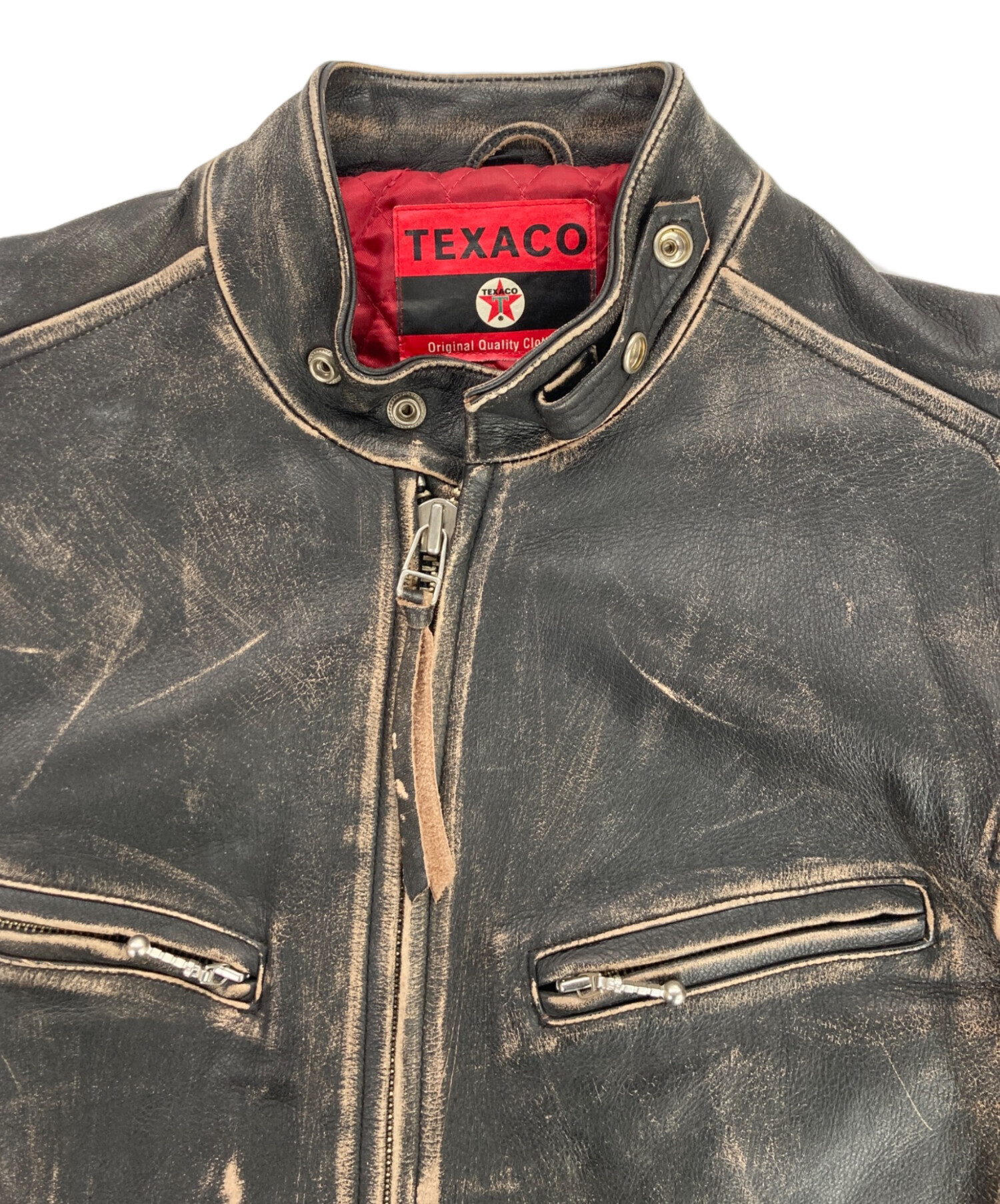 中古・古着通販】TEXACO (テキサコ) ワッペンシングルレザーライダース