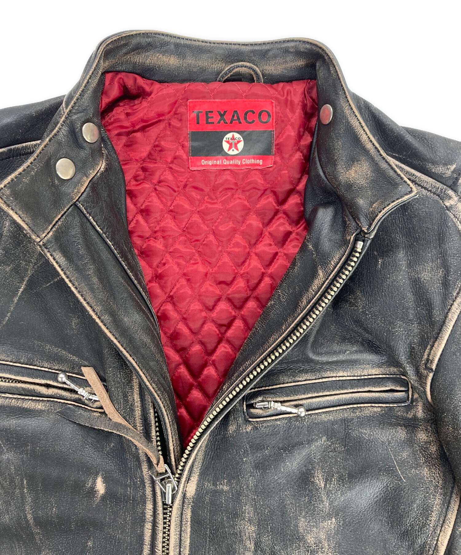 中古・古着通販】TEXACO (テキサコ) ワッペンシングルレザーライダース