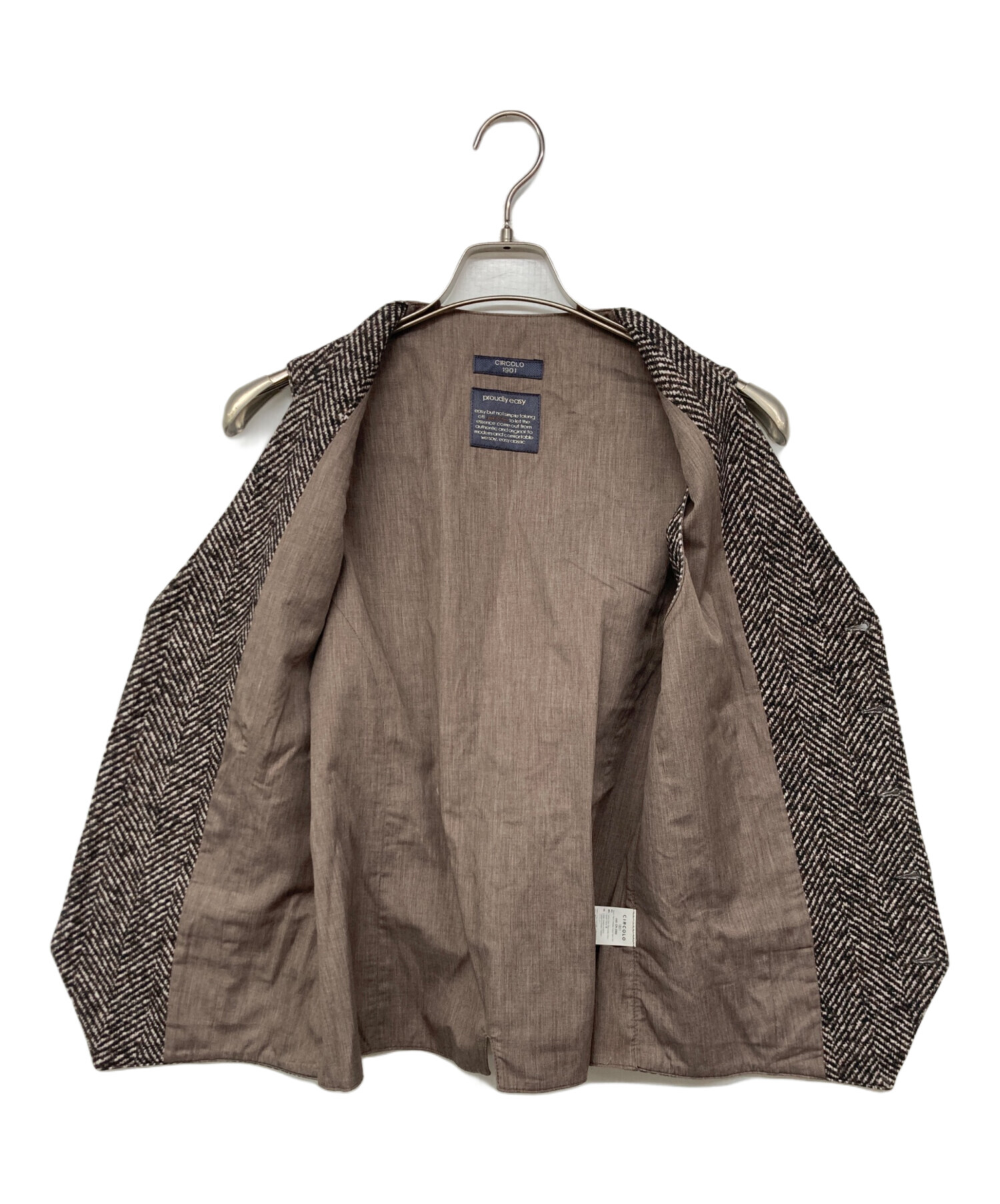 <美品>CIRCOLO 1901 ヘリンボーン ブラウン ジャケット サイズ48 中古・古着通販】CIRCOLO 1901 (チルコロ1901) ヘリンボーンプリント
