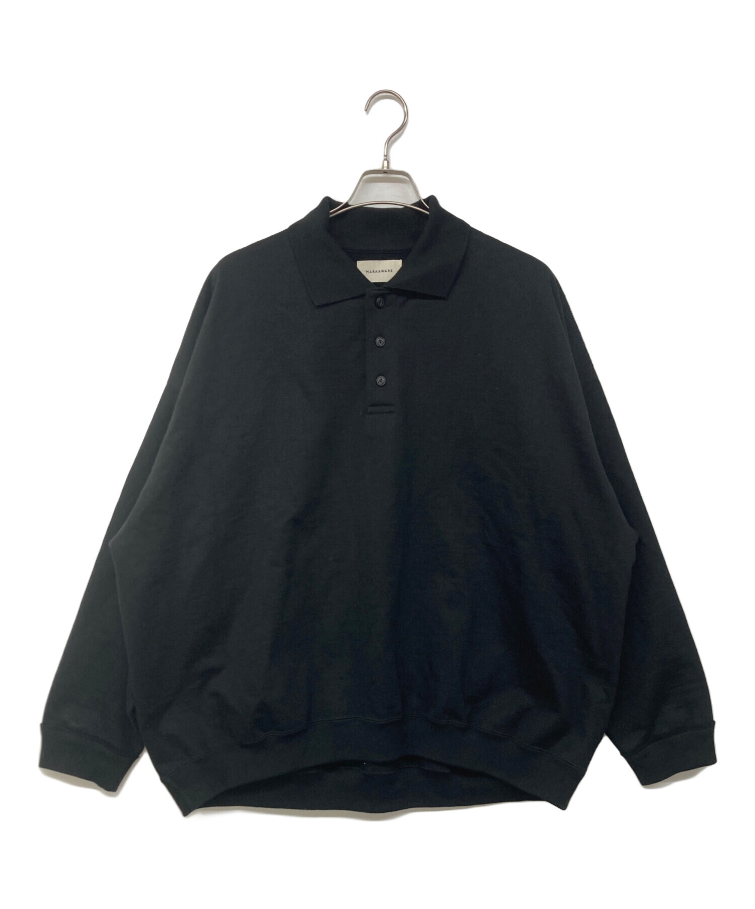 MARKAWARE ブラック ヒュージスウェット　ポロカラー　サイズ1 中古・古着通販】MARKAWARE (マーカウェア) POLO COLLAR HUGE