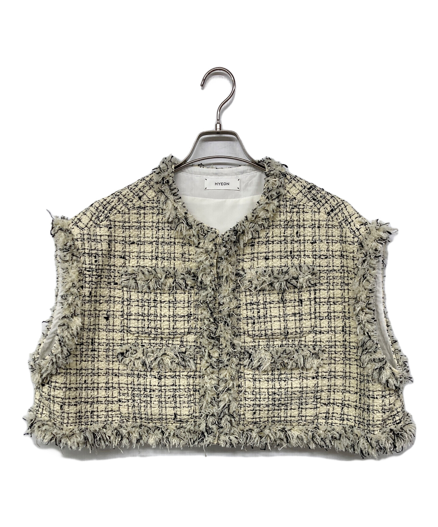 中古・古着通販】HYEON (ヘヨン) basil gilet ツイードジレ ホワイト