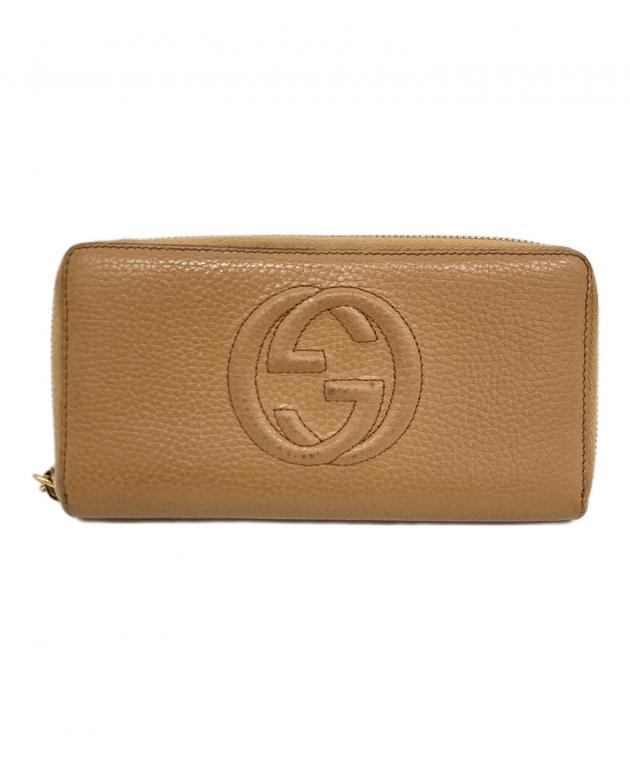 Gucci ベージュ レザー 長財布　インターロッキング G 中古・古着通販】GUCCI (グッチ) インターロッキングGロングウォレット