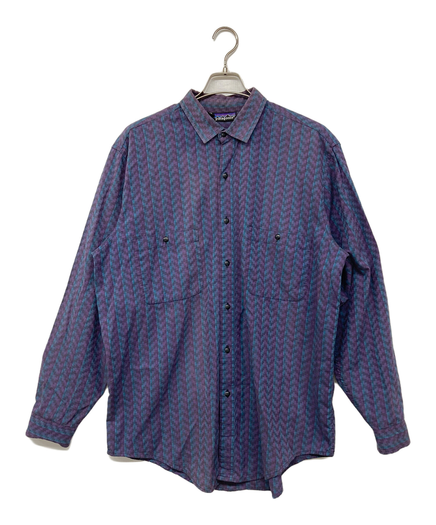 中古・古着通販】Patagonia (パタゴニア) 90`S総柄L/Sシャツ ネイビー
