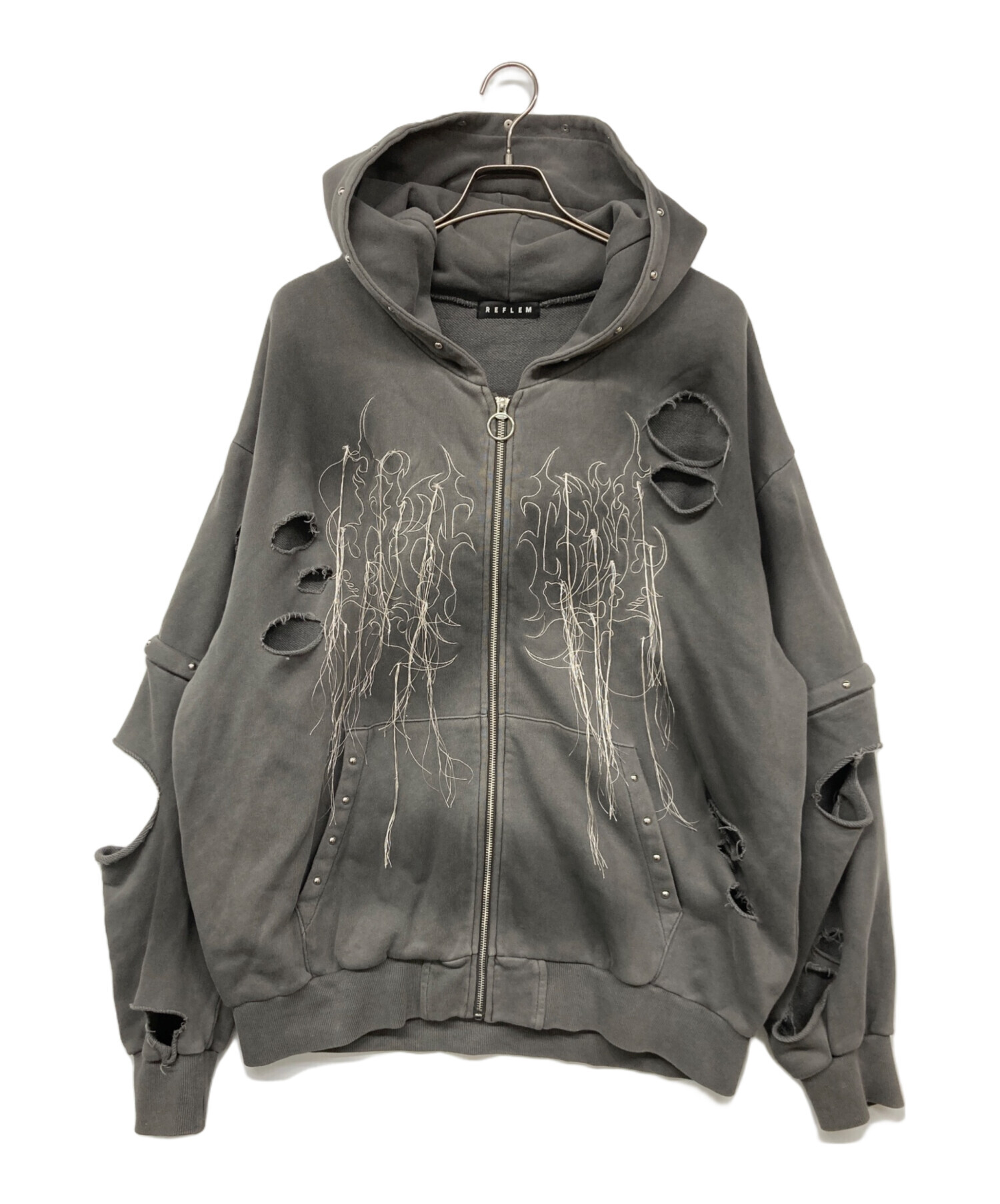 中古・古着通販】REFLEM (レフレム) フリンジクラッシュジップフーディ