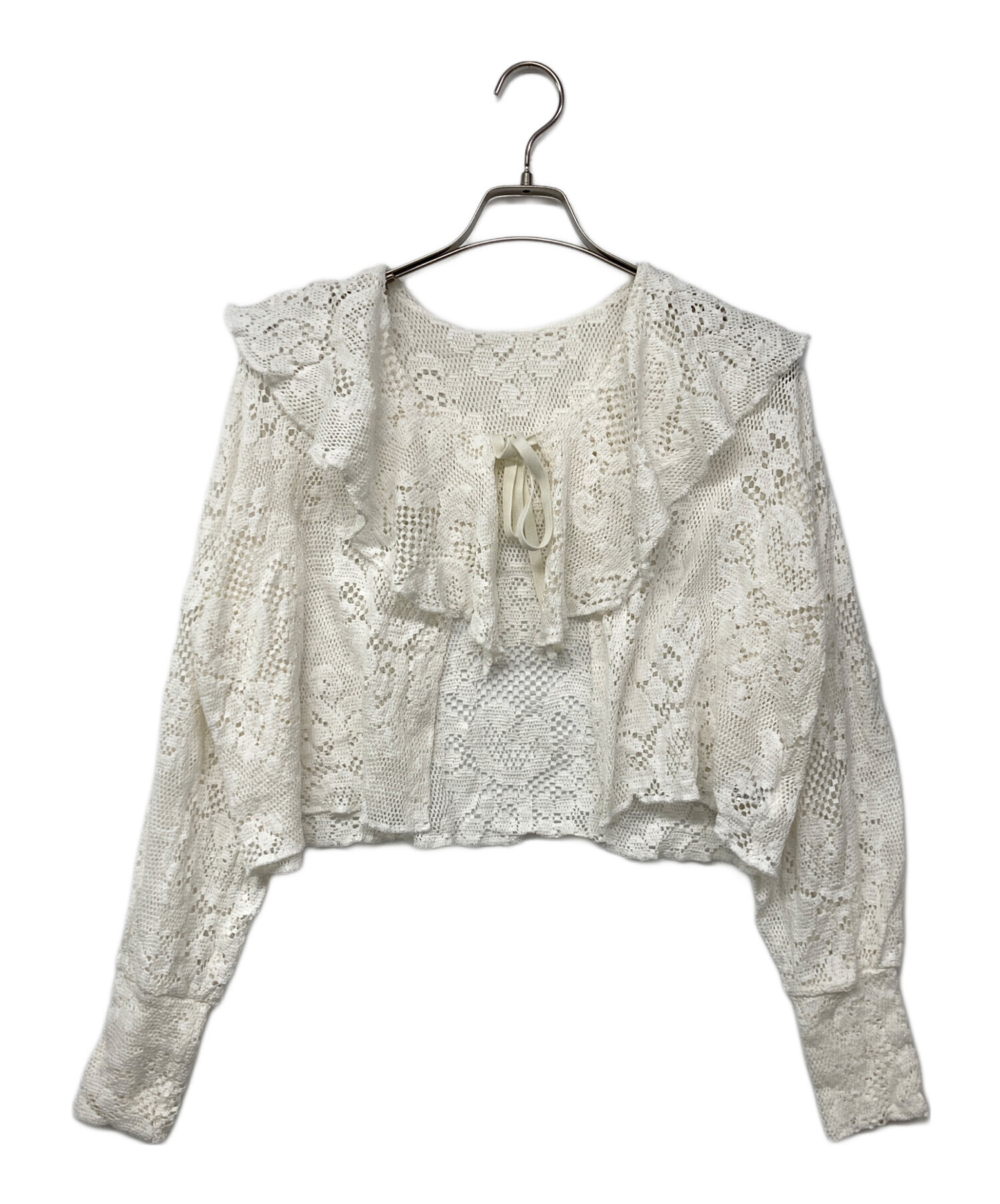 中古・古着通販】POPPY (ポピー) Lace ruffle cardigan / レース