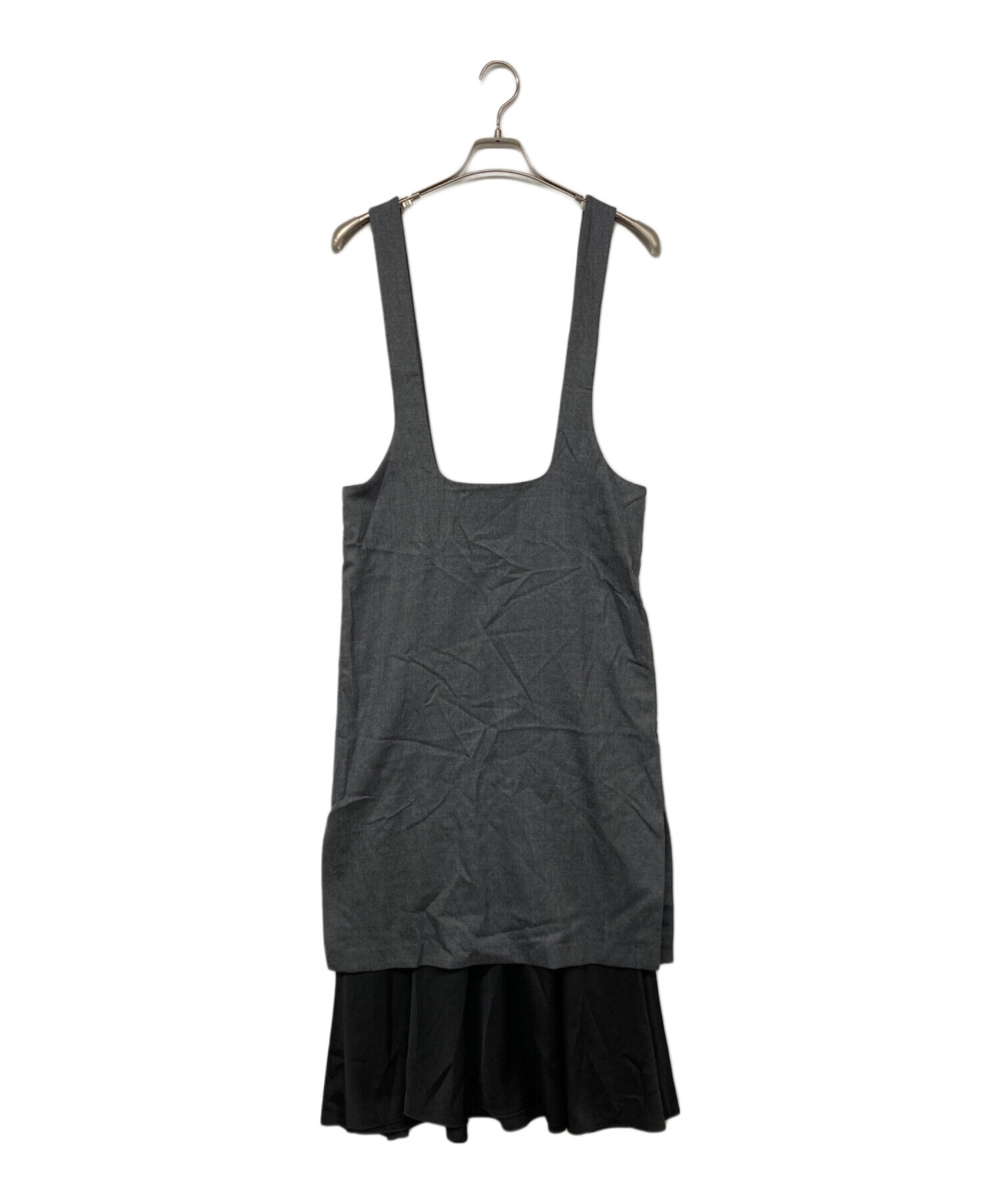ENFOLDダブルクロス ヘムドレープJUMPER SKIRT グレー 中古・古着通販】ENFOLD (エンフォルド) LAYERED JUMPER-SKIRT グレー