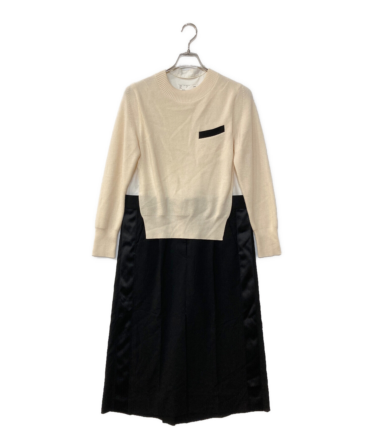 sacaiドッキングワンピース 中古・古着通販】sacai (サカイ) ドッキングワンピース ホワイト