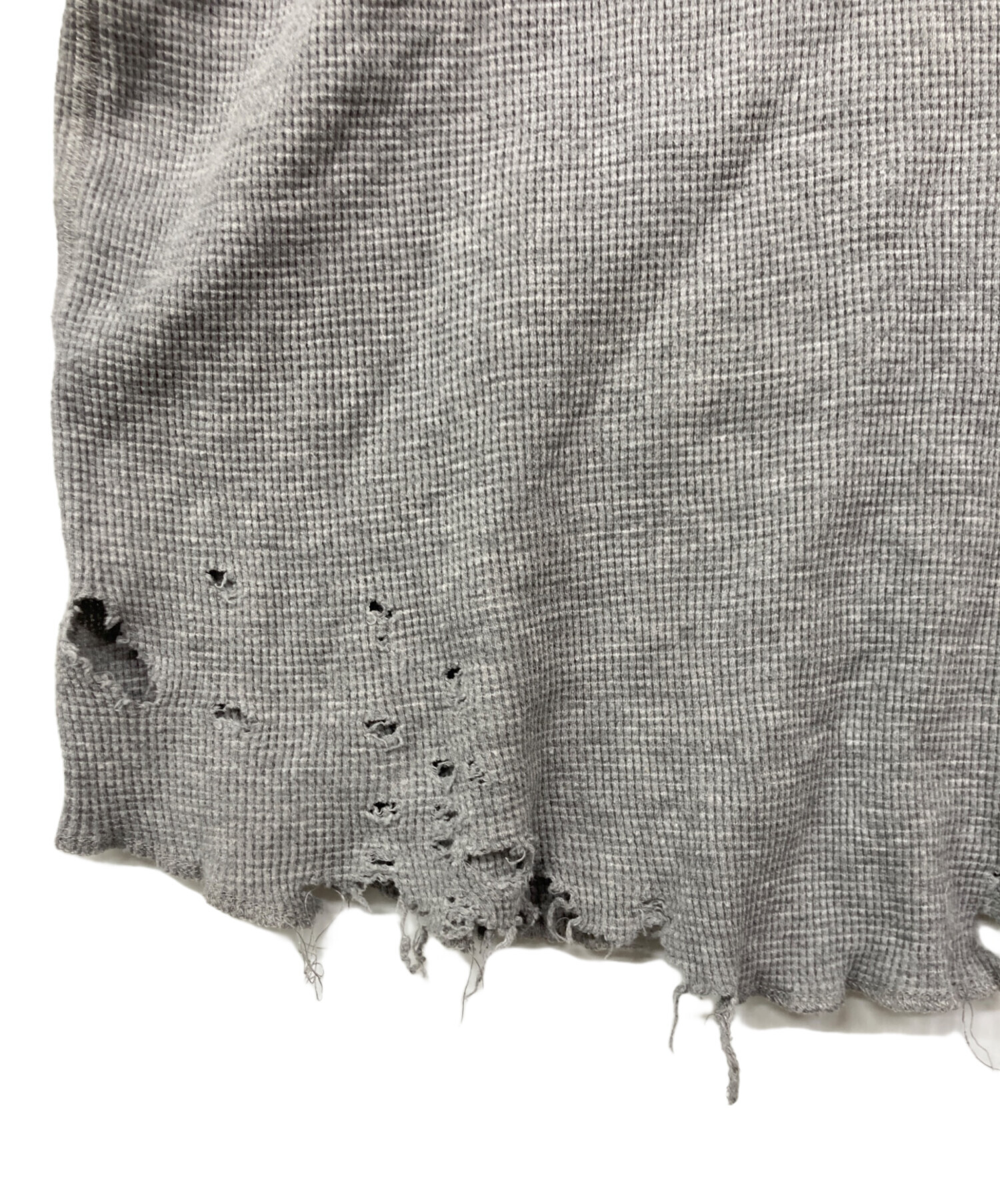 中古・古着通販】ANCELLM (アンセルム) DAMAGE WAFFLE CREW LS T-SHIRT 