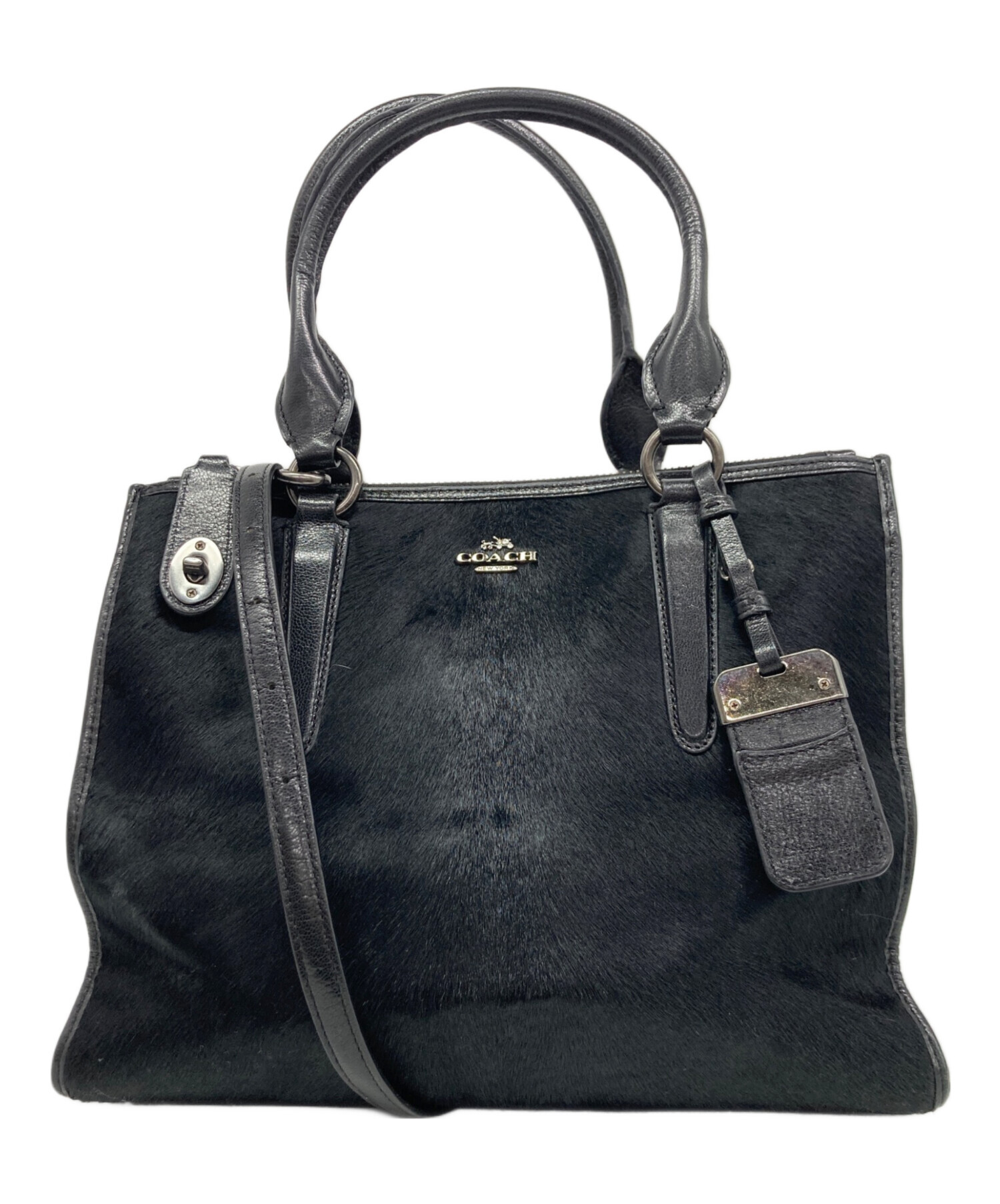 中古・古着通販】COACH (コーチ) ハラコ2WAYトートバッグ ブラック 