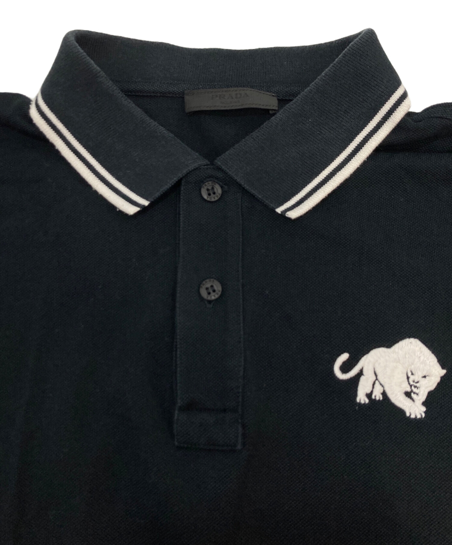 美品 PRADA ポロシャツ ブラック Lサイズ PRADA（プラダ） ポロシャツ Stretch Cotton Polo Shirt UJN703 S211