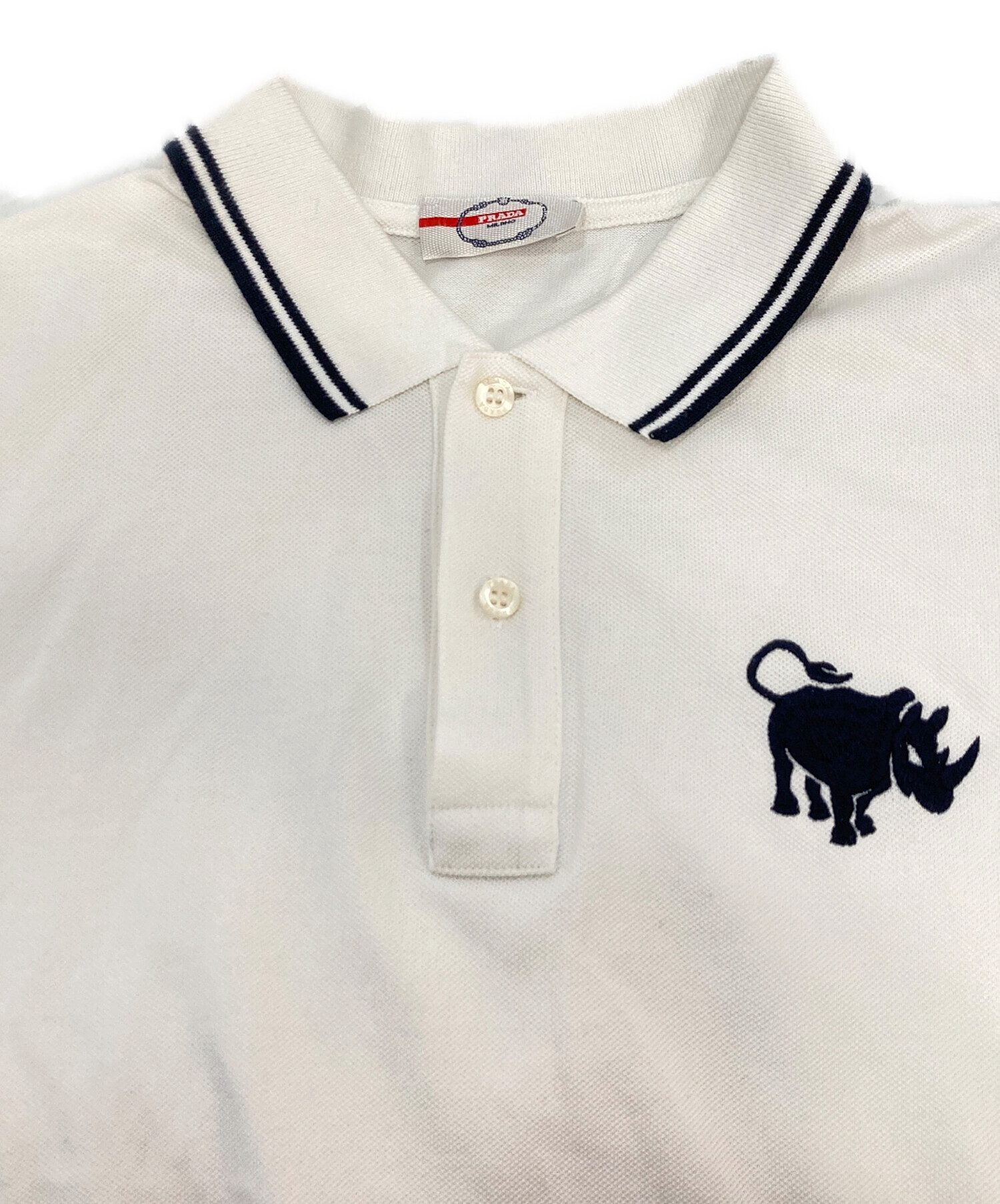 中古・古着通販】PRADA (プラダ) ポロシャツ ホワイト サイズ:L