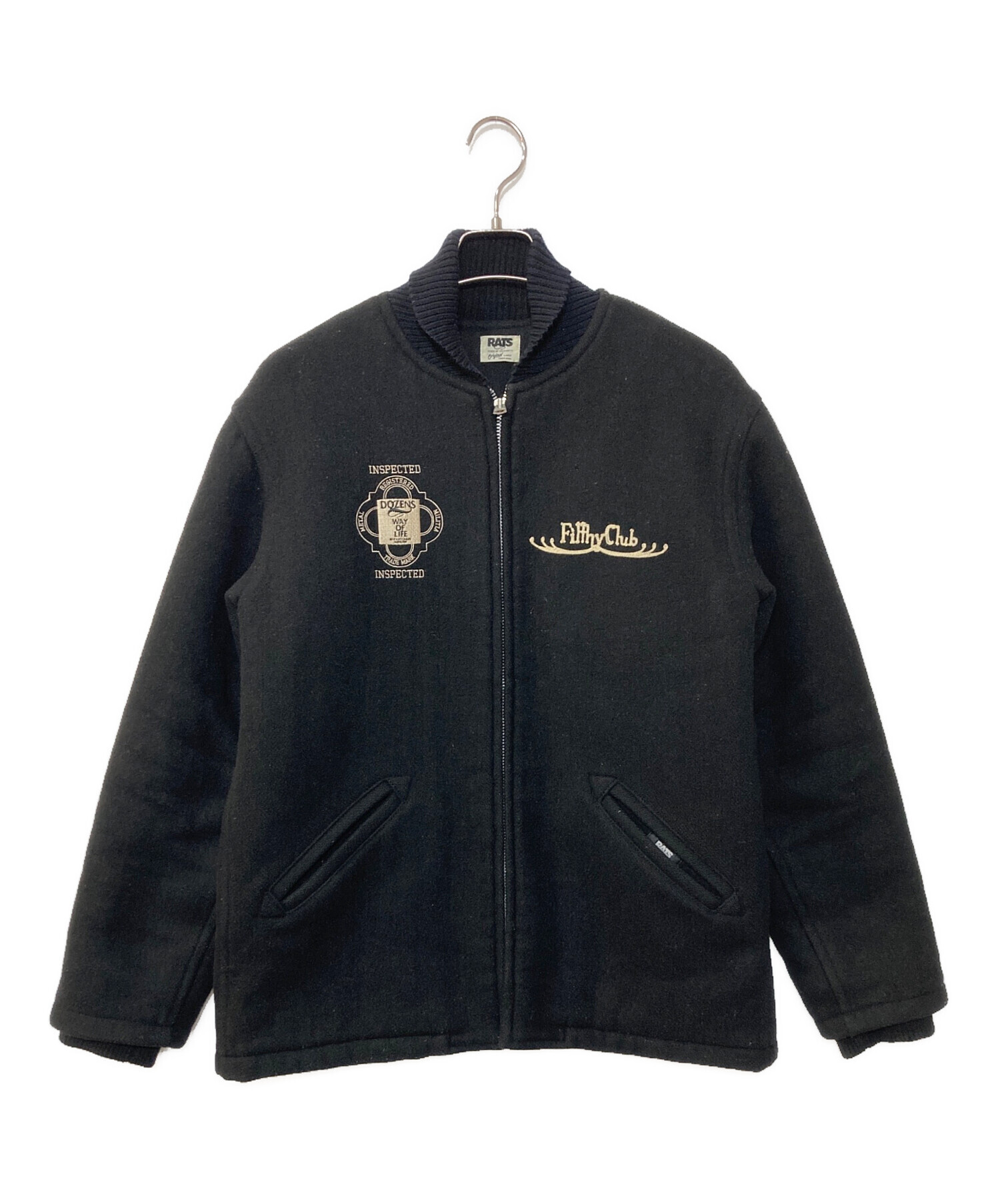 RATS ウールスタジャン　ＸＬ 中古・古着通販】RATS (ラッツ) ウールクラブスタジャン ブラック