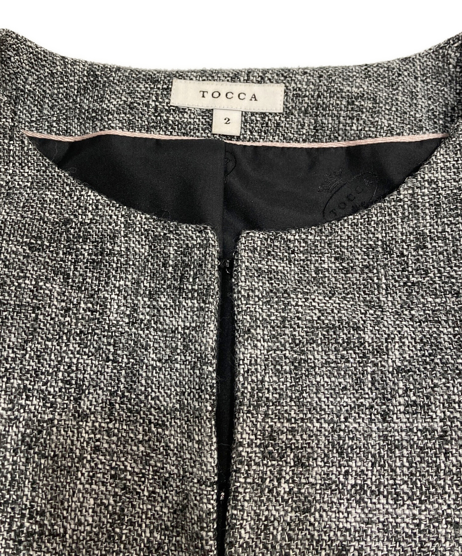 中古・古着通販】TOCCA (トッカ) ノーカラーツイードリボンジャケット