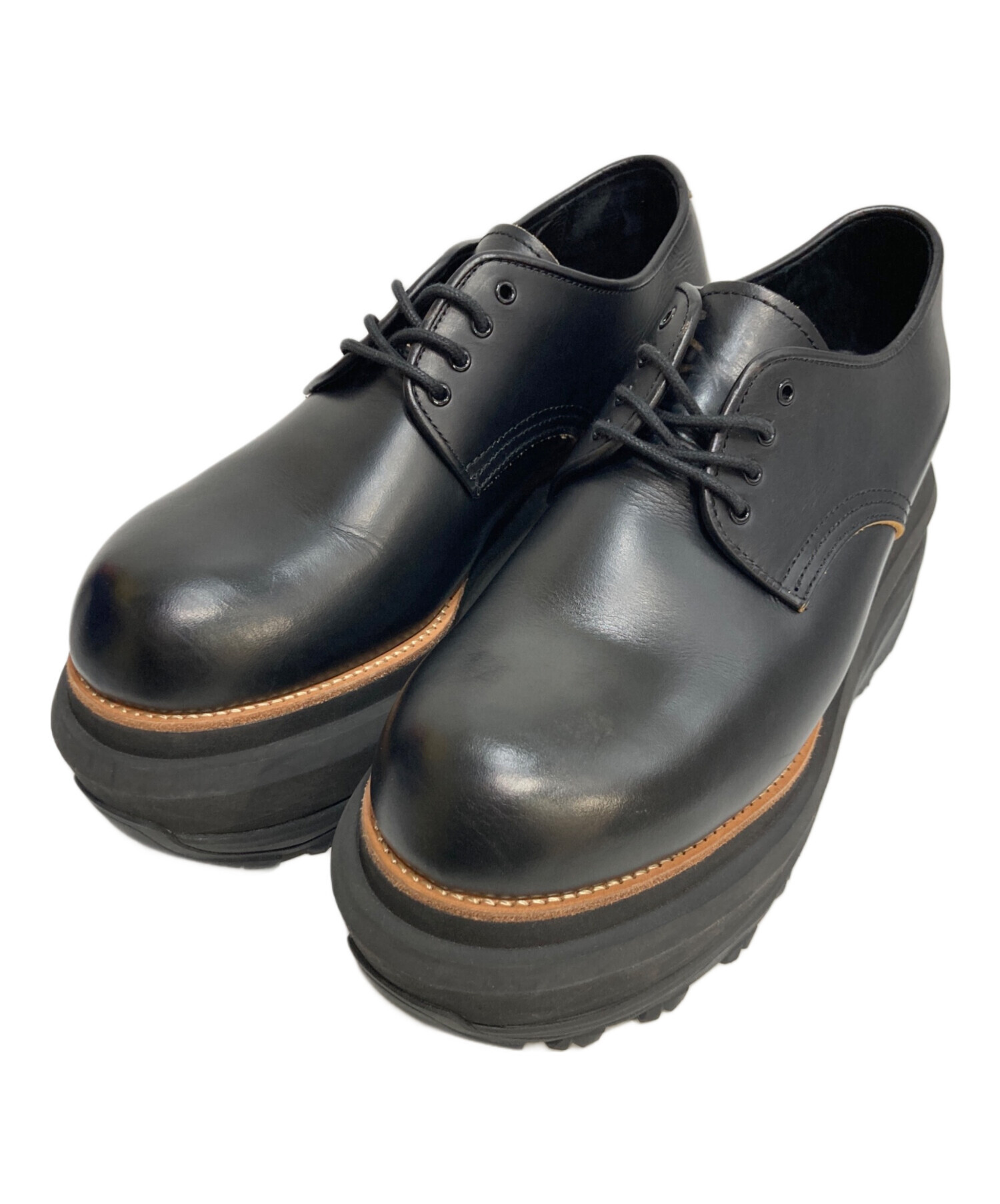 【♡♡♡ 】sacai Leather Oxford 中古・古着通販】sacai (サカイ) Leather Oxford ブラック サイズ:43