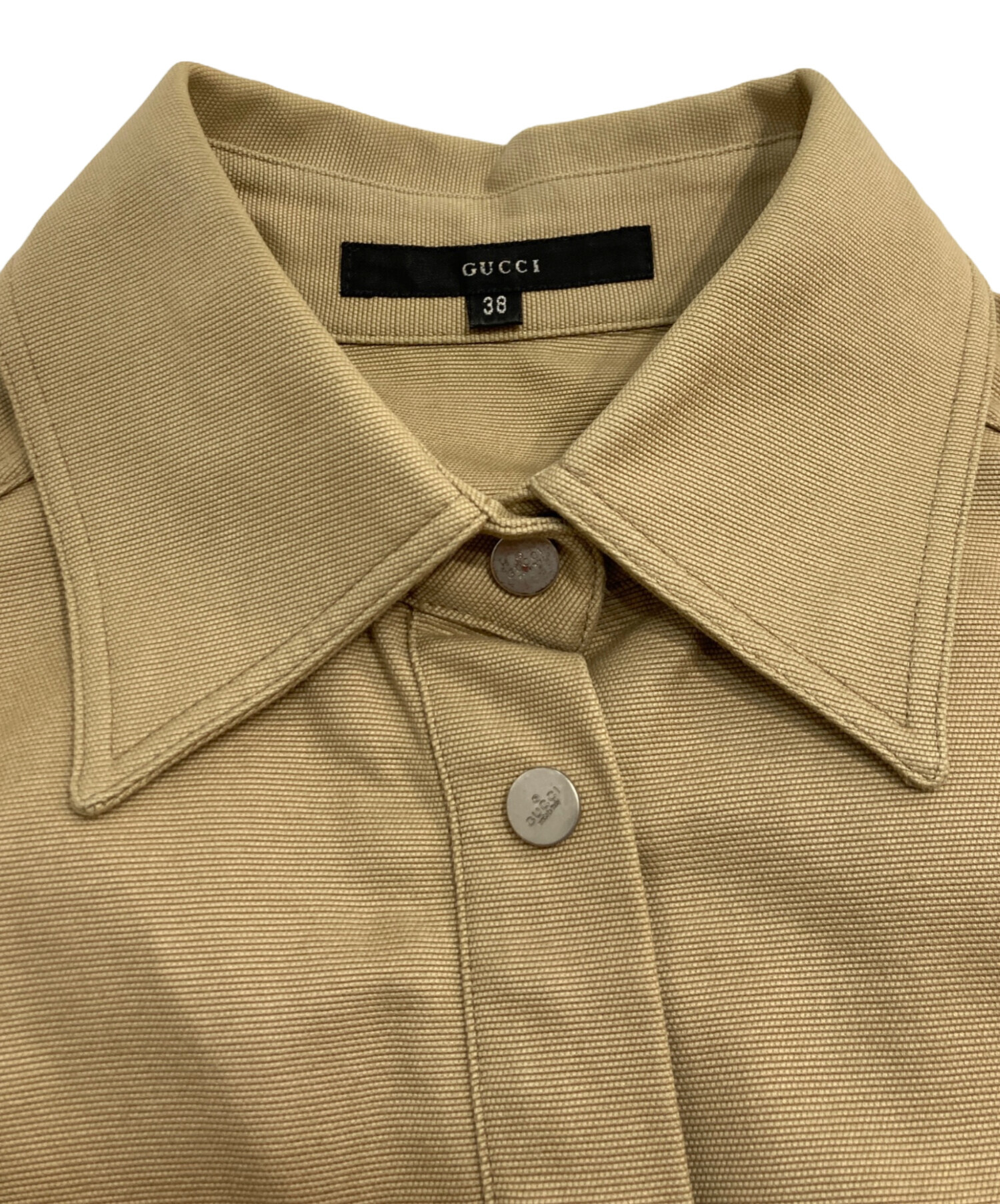 GUCCI グッチ ブラウス XS ベージュ 【古着】【中古】【送料無料】 中古・古着通販】GUCCI (グッチ) クロップドダックシャツ ベージュ