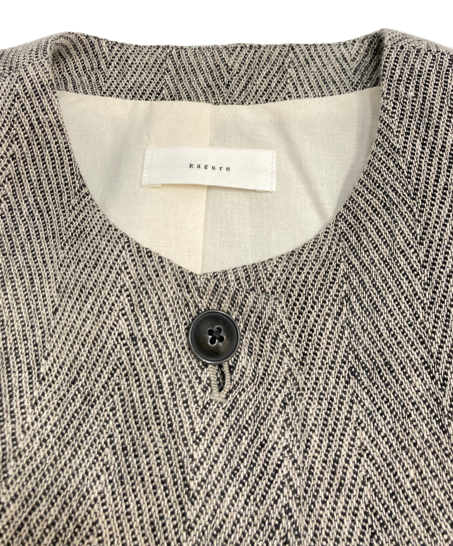 中古・古着通販】KAGURE (カグレ) リネンヘリンボンノーカラー