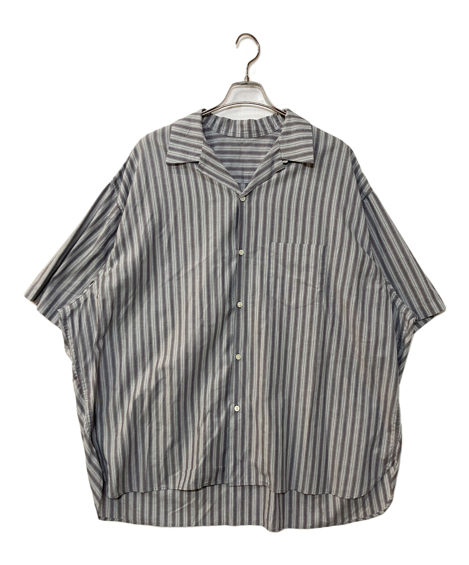 中古・古着通販】Sillage (シアージ) ストライプオープンカラーシャツ 