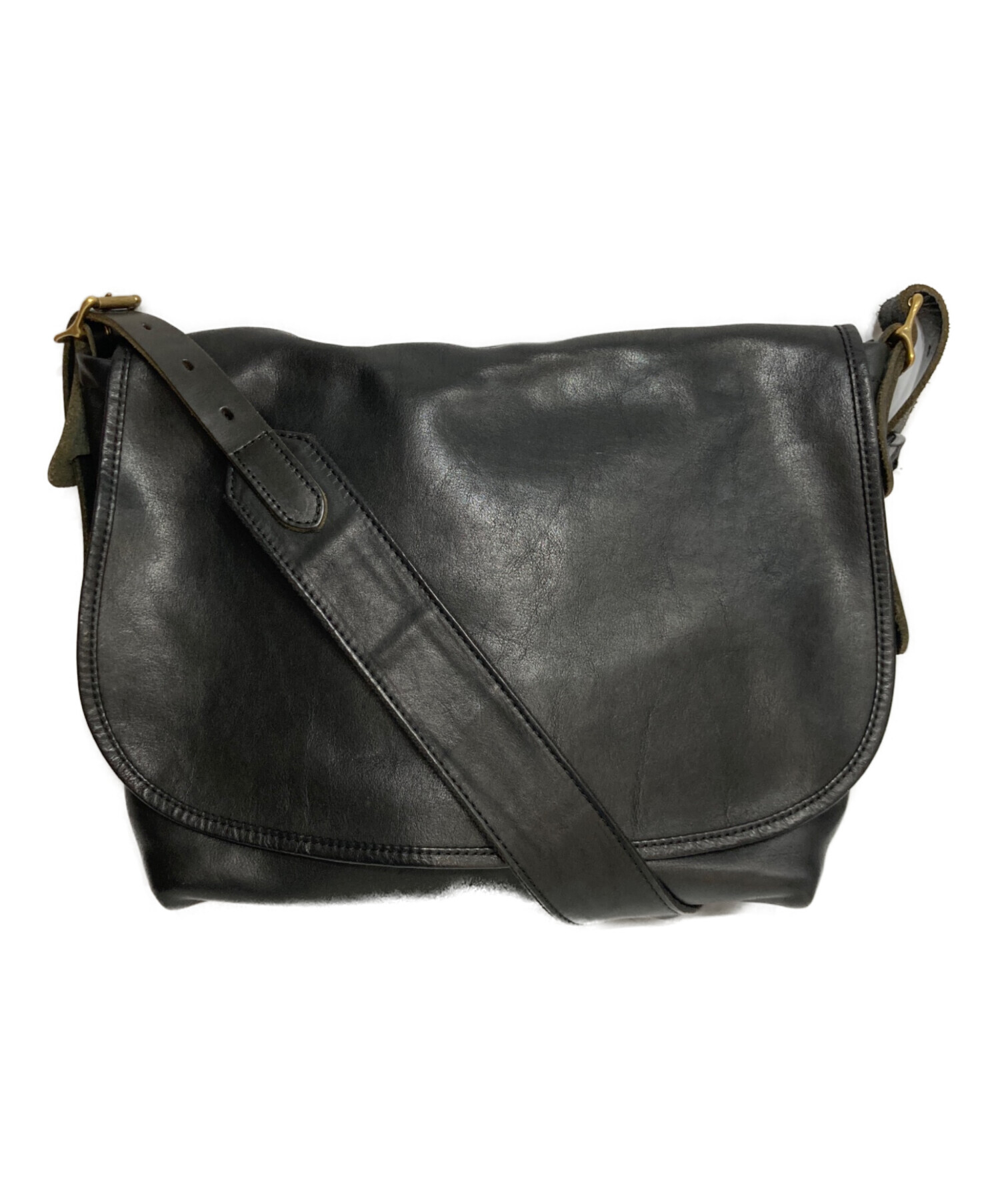 SLOW レザー ショルダーバッグ 中古・古着通販】SLOW (スロウ) レザーショルダーバッグ ブラック