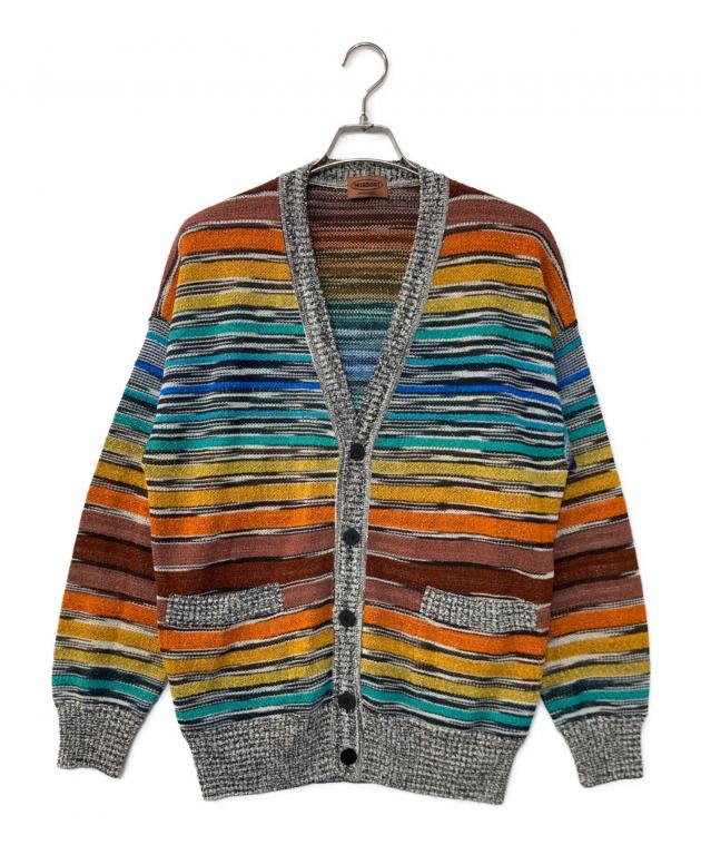 MISSONI ミッソーニ モヘヤ・アルパカ 切り替えニットカーディガン 中古・古着通販】MISSONI (ミッソーニ) ボーダーニットカーディガン