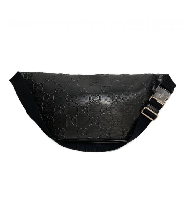 GUCCI　ブラックGG柄ボディバッグ　　中古品 中古・古着通販】GUCCI (グッチ) GGエンボスボディバッグ ブラック
