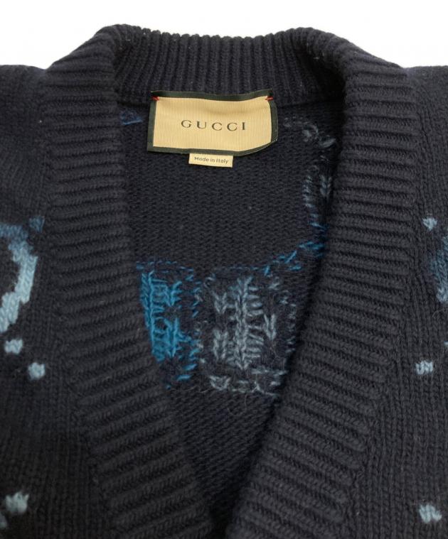 中古・古着通販】GUCCI (グッチ) GG インターシャ ウール カーディガン