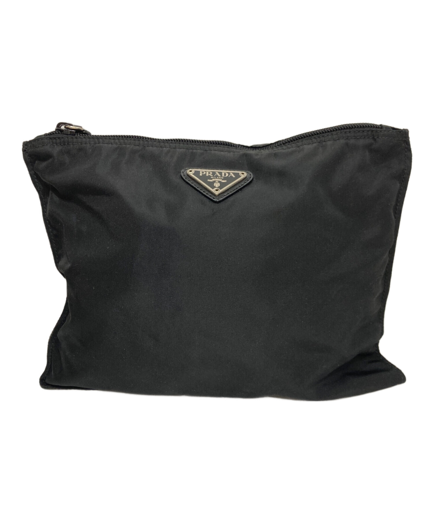中古・古着通販】PRADA (プラダ) トライアングルロゴポーチ ブラック