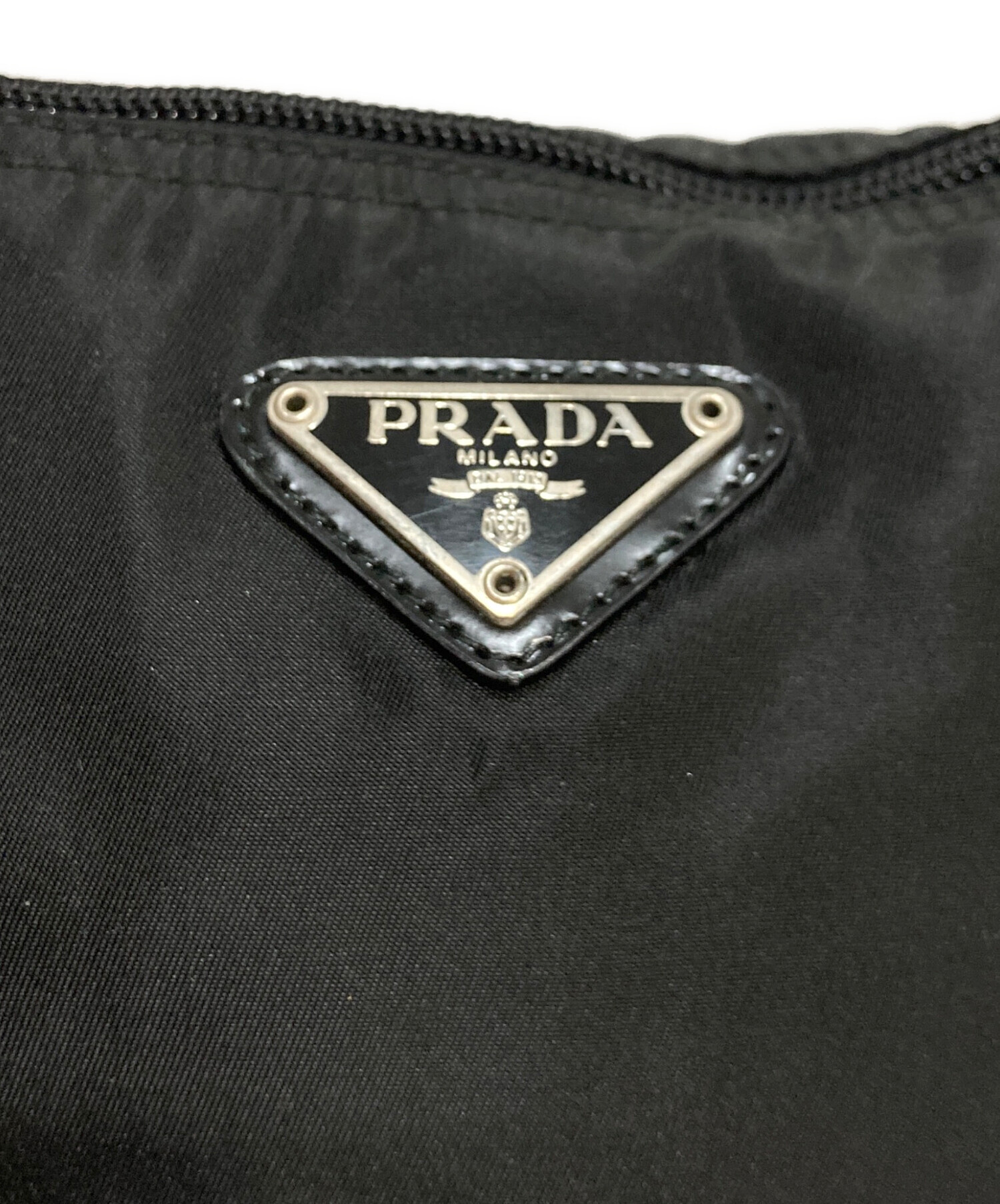 中古・古着通販】PRADA (プラダ) トライアングルロゴポーチ ブラック