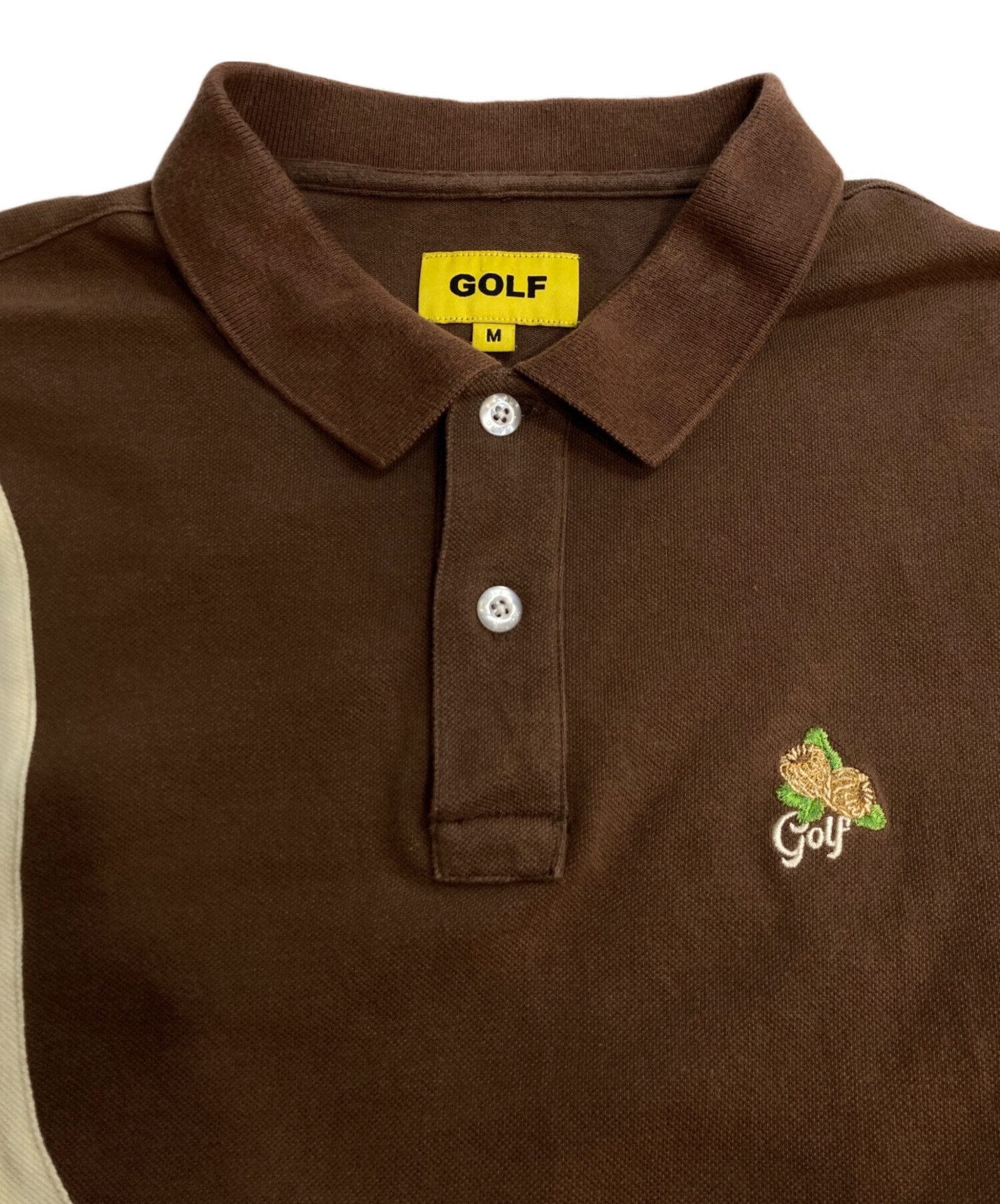 中古・古着通販】GOLF WANG (ゴルフワン) ブロックポロシャツ ブラウン