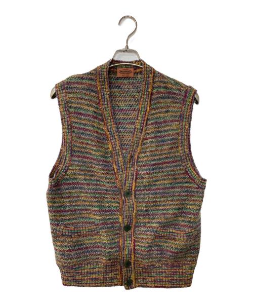 MISSONI ミッソーニ モヘヤ混ストライプジャガードニットジレベスト  グリーン系×ネイビー系 46 中古・古着通販】missoni (ミッソーニ) ウールニットベスト マルチ