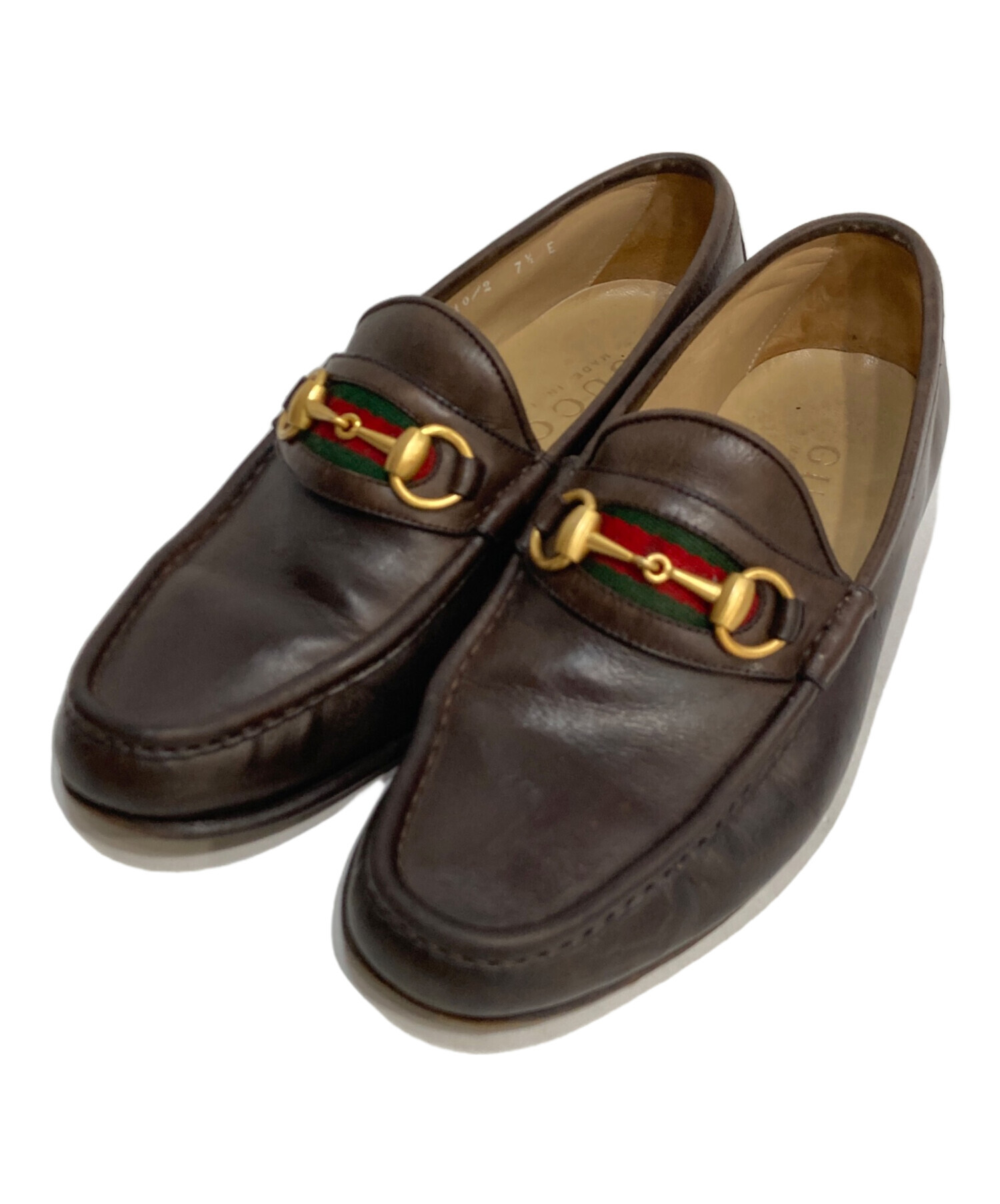 GUCCI ブラウンレザー ローファー 中古・古着通販】GUCCI (グッチ) ビットローファー ブラウン サイズ:7