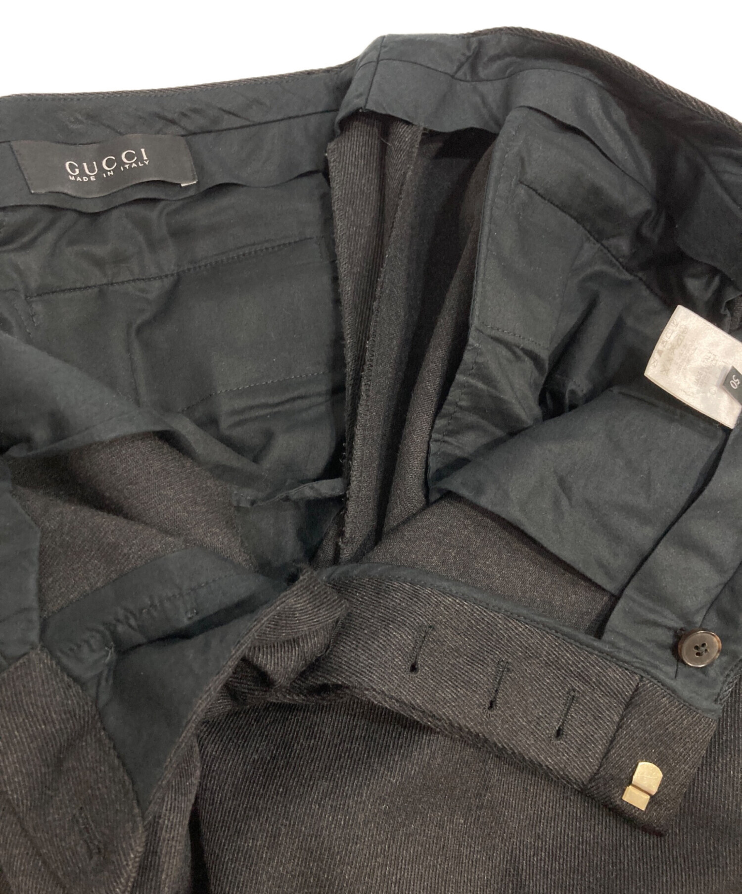 グッチ 2014年秋冬 フリーダジャンニーニ期 ウール スラックス パンツ 48 中古・古着通販】GUCCI (グッチ) ウールスラックスパンツ ブラック