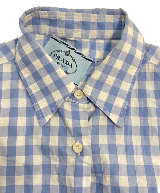 中古・古着通販】PRADA (プラダ) ギンガムチェック シャツワンピース