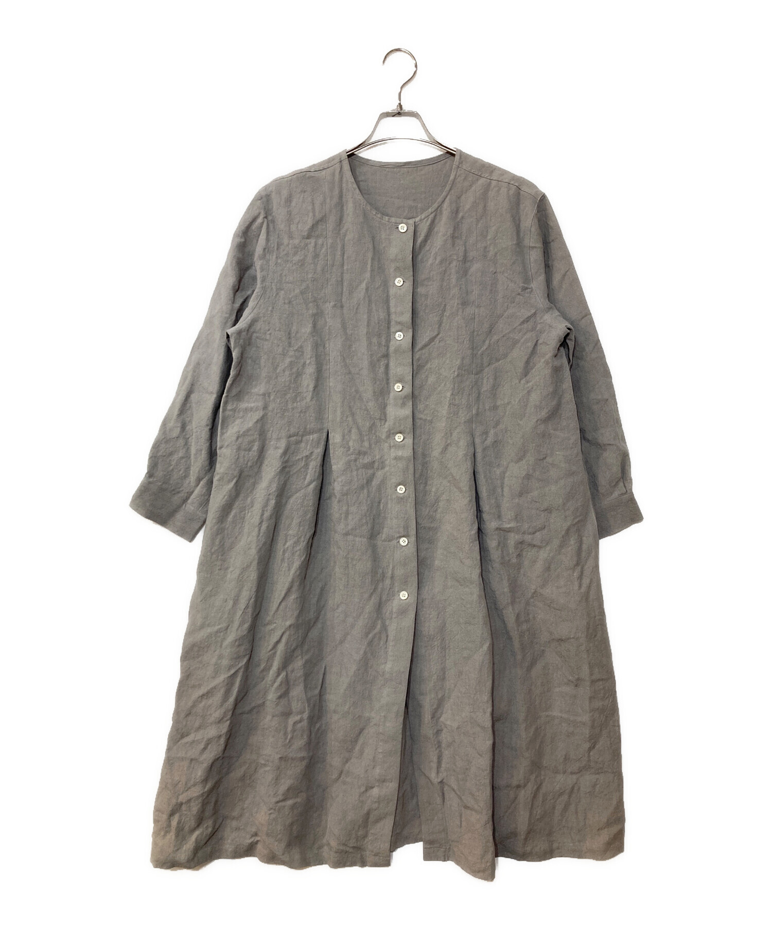 中古・古着通販】pot-pourri (ポプリ) リネンシャツワンピース グレー