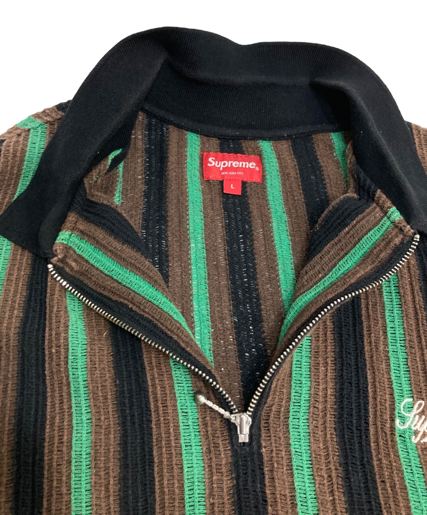 中古・古着通販】Supreme (シュプリーム) Open Knit Stripe Zip Polo