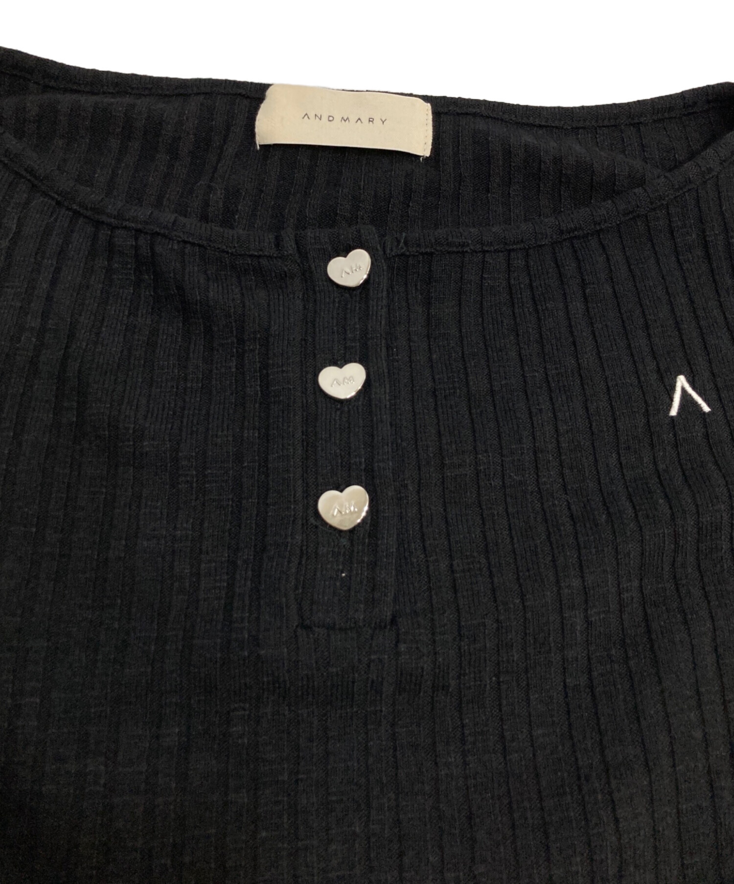 中古・古着通販】ANDMARY (アンドマリー) Dorothy heart tops ブラック