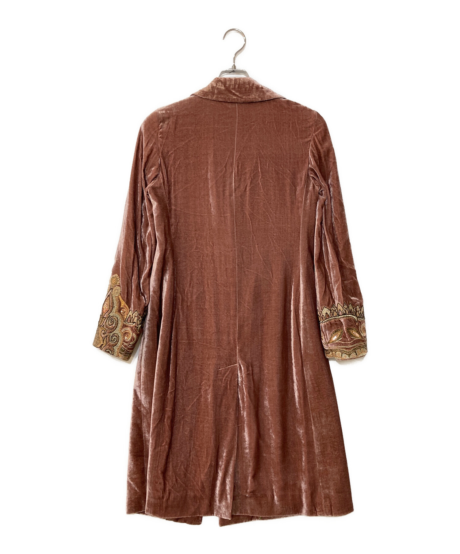 中古・古着通販】ETRO (エトロ) ペイズリー裏地ベロアコート ブラウン