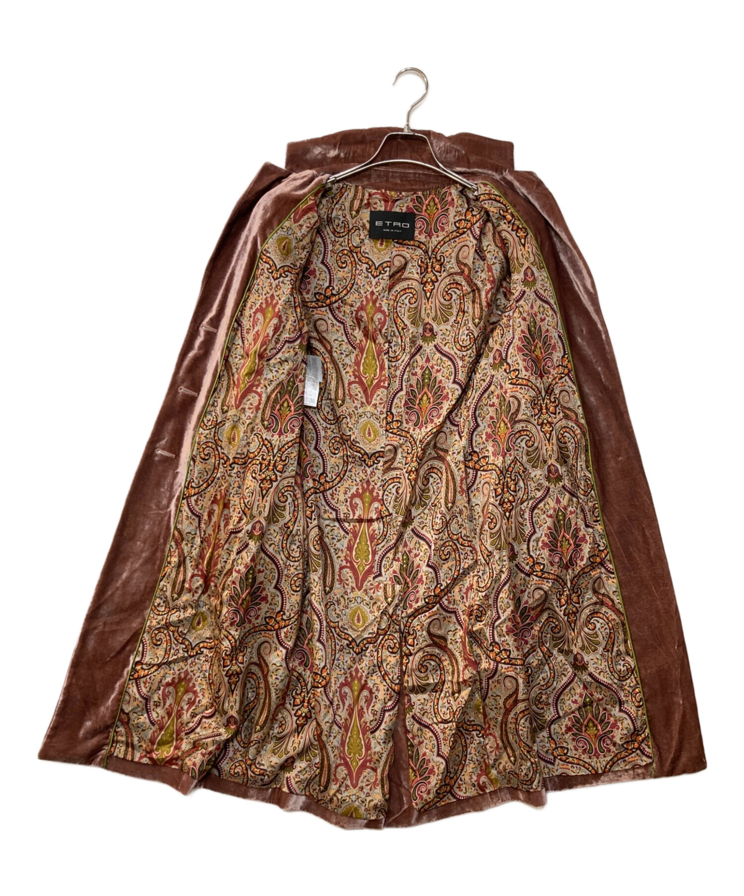 ETRO（エトロ）★ステンカラーコート★48サイズ★ペイズリー裏地 中古・古着通販】ETRO (エトロ) ペイズリー裏地ベロアコート ブラウン