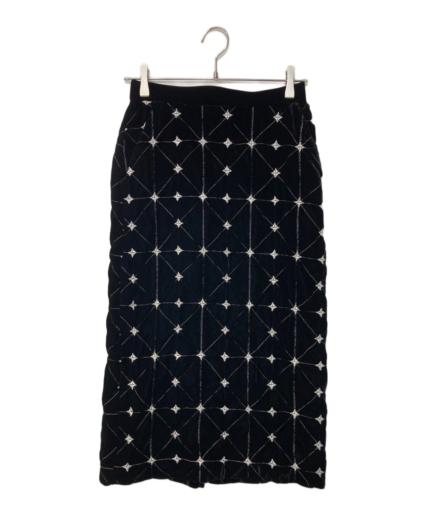 中古・古着通販】BELPER (ベルパー) Embroidery velvet skirt ブラック