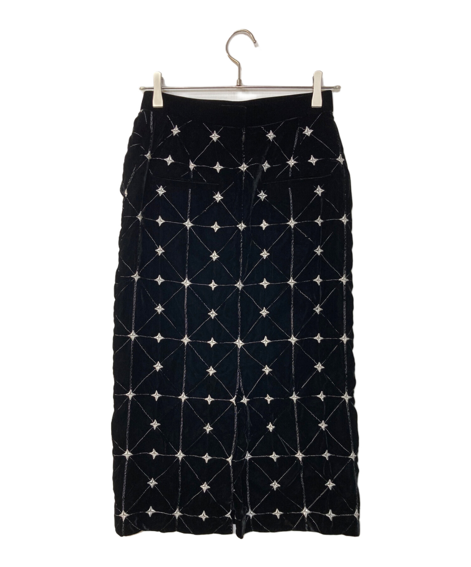 中古・古着通販】BELPER (ベルパー) Embroidery velvet skirt ブラック