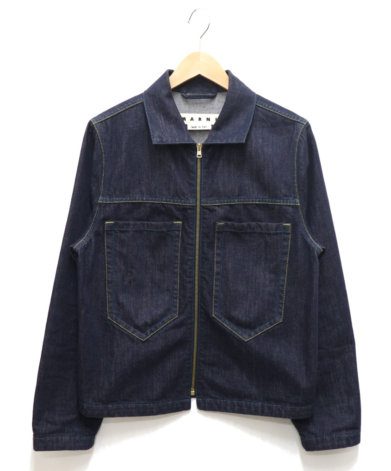 マルニ　MARNI デニムジャケット　44 マルニ MARNI デニムジャケット 44 Marniロゴ刺繍入りブルーのデニム