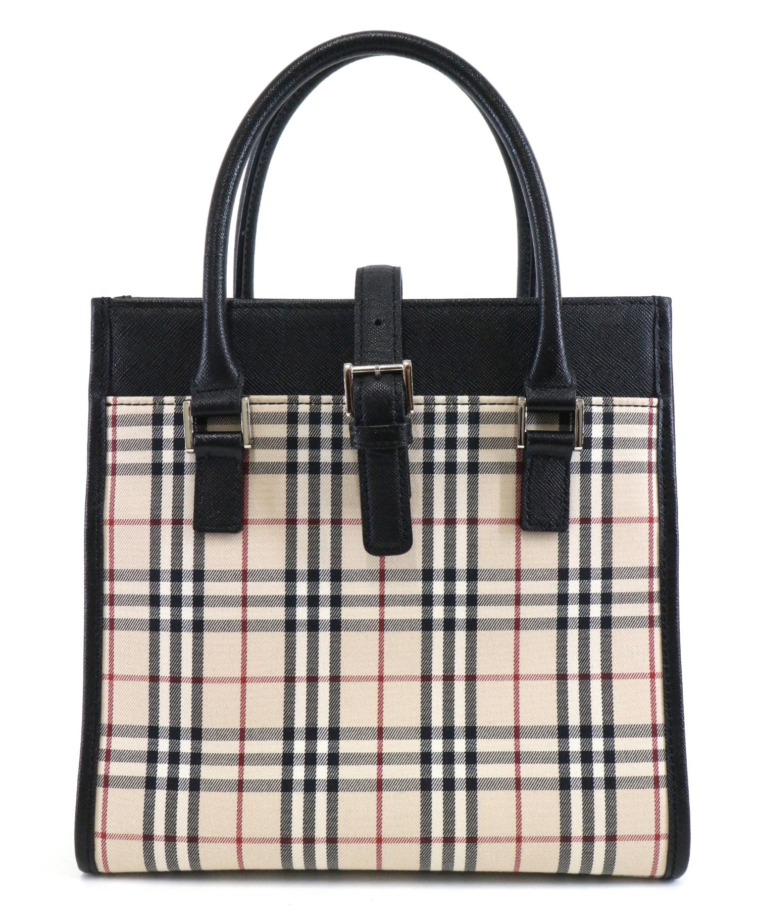 BURBERRY バーバリー ノバチェック スクエア ハンドバッグ ブラック バーバリー スクエアチェックハンドバッグ