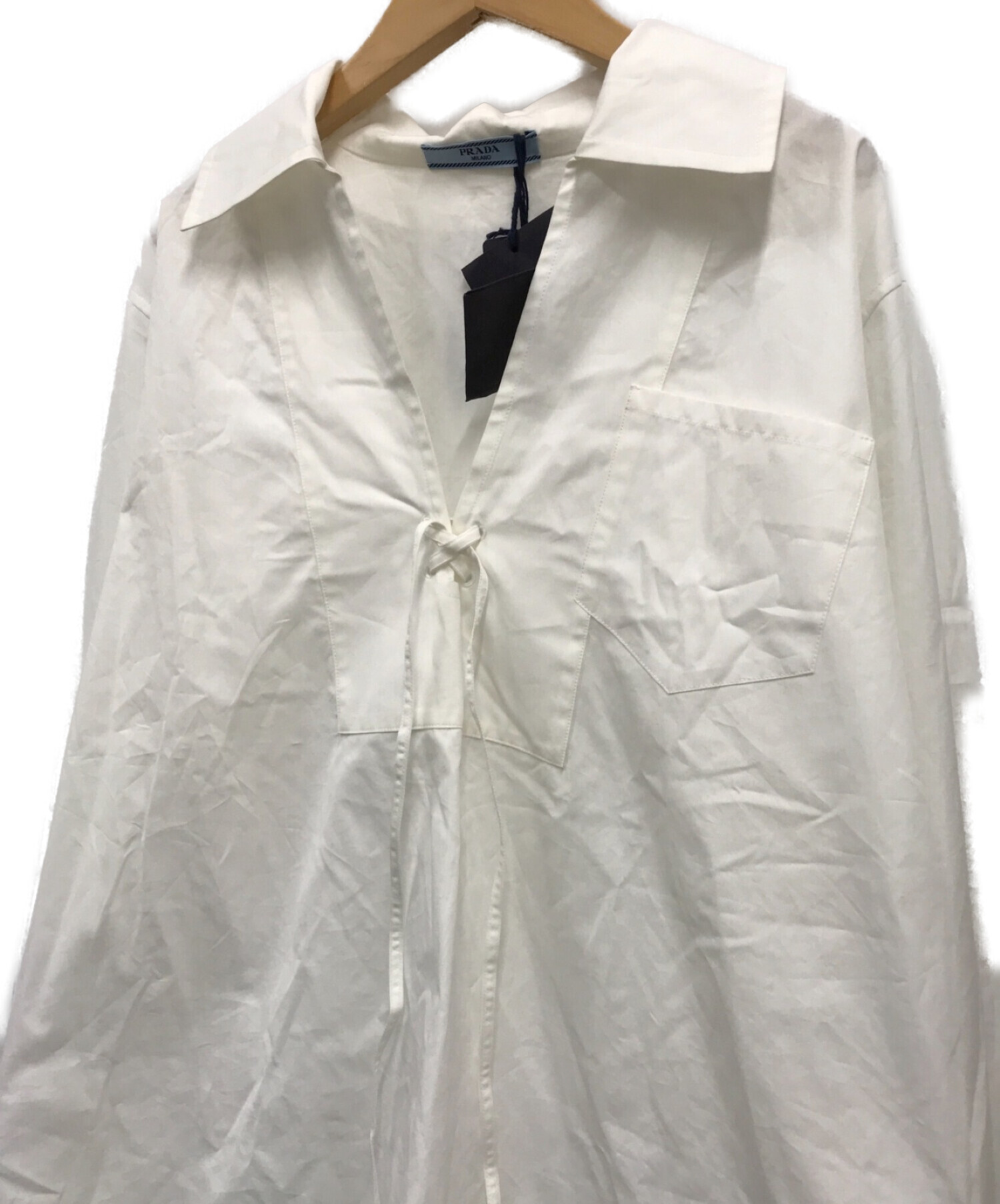 中古・古着通販】PRADA (プラダ) スキッパーシャツ ホワイト サイズ:38 